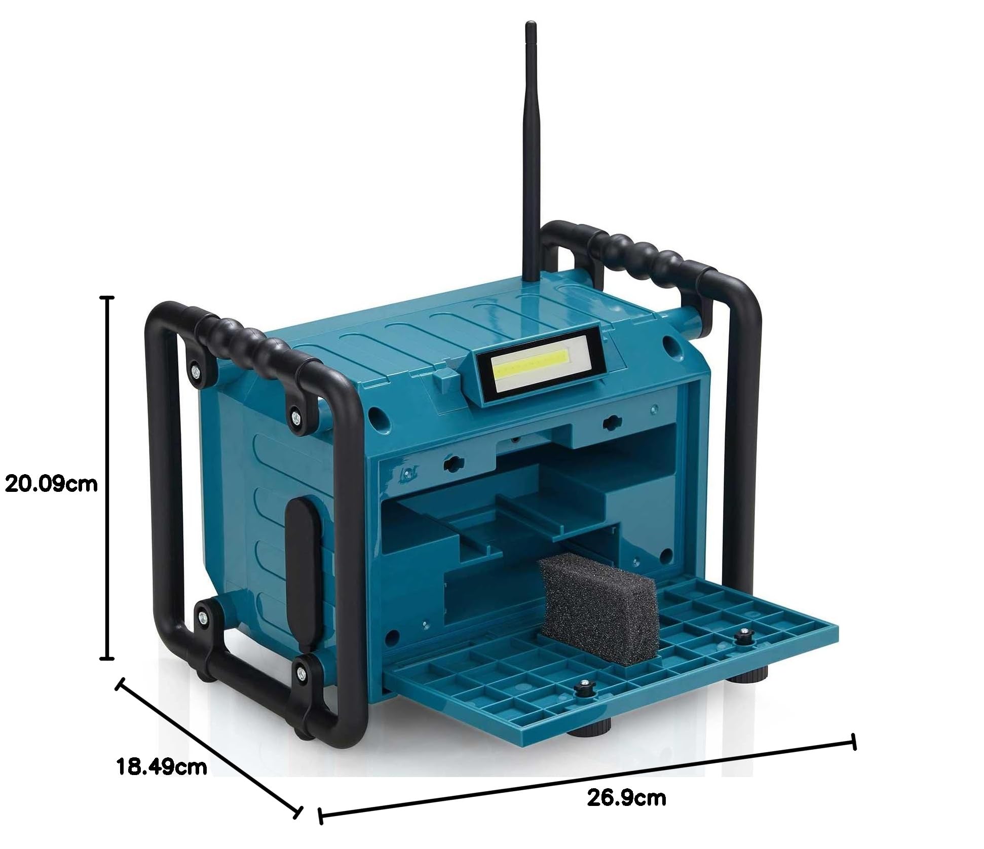 DAB Portable Work Radio with Bluetooth, FM, AUX Input & Rechargeable Battery - Splash Proof Jobsite, Construction Site, or Garden Radio for Outdoor & Indoor Use