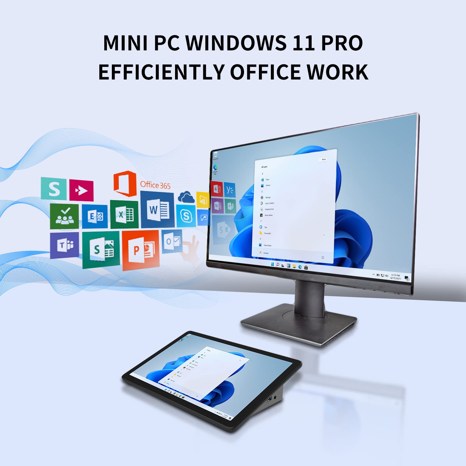 HIGOLEPC Mini PC - 10.1 Inch Touchscreen Windows 11 Pro Mini Computer, Intel Celeron J4125 8GB RAM 128GB SSD, Dual R232 HDMI Ports, Bluetooth 5.2, WiFi 5.0, Type-C, Auto-Boot - Perfect for Home Office, Digital Signage, and Industrial Control Systems