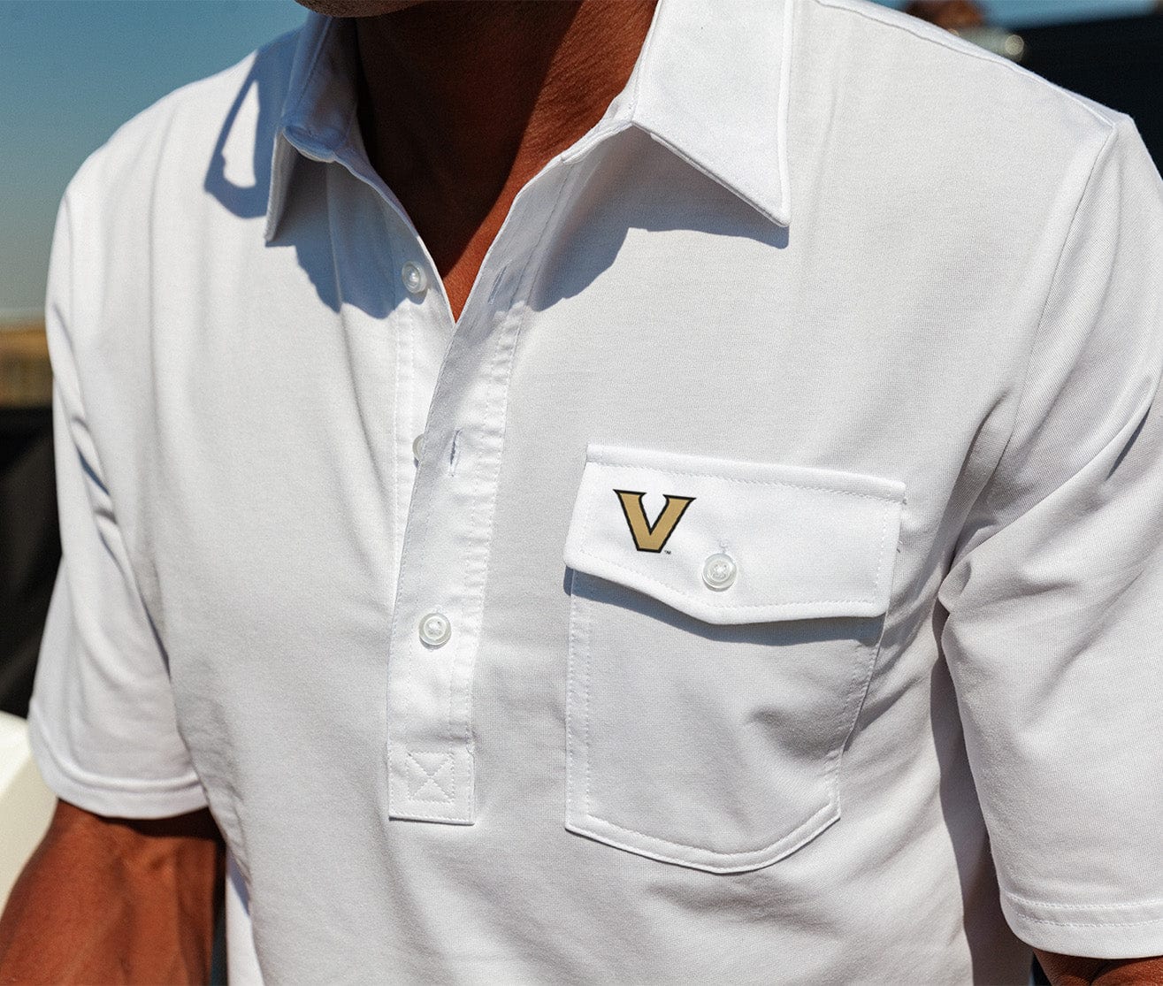 Vanderbilt Coach's Performance Players Shirt - V Mark White - Breathable Moisture-Wicking Athletic Shirt for Training & Sports