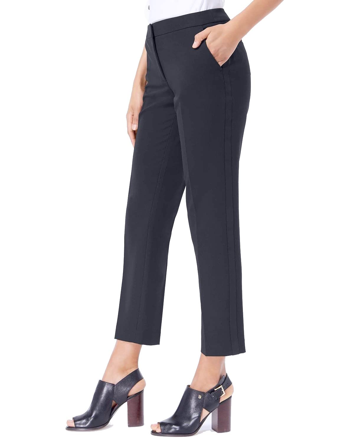 Tommy Hilfiger Women's Dress Pants - Straight Leg Trousers with Elastic Waistband for Office & Business Casual Wear | Comfortable Work Pants for Women