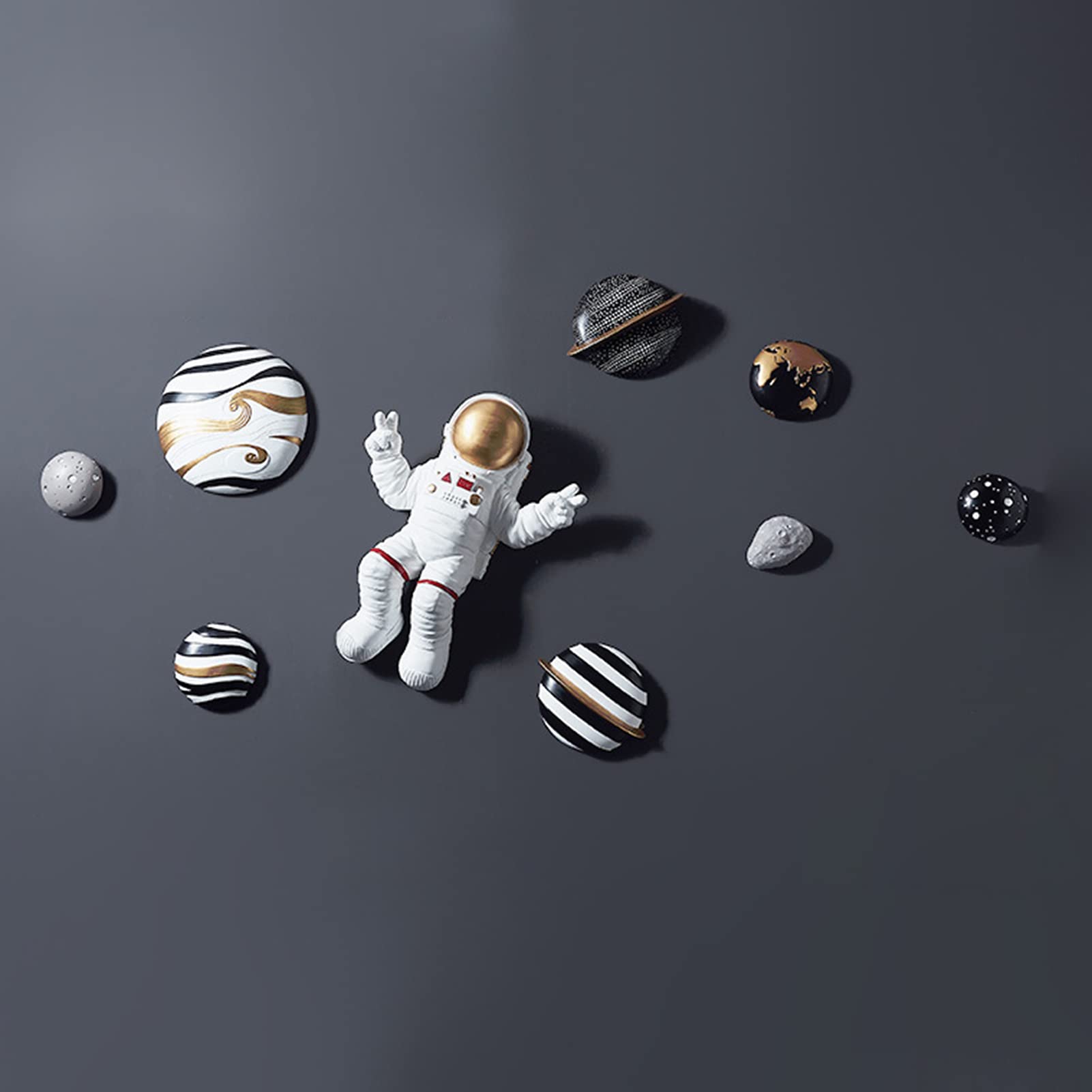 QLIGHA Resin Astronaut Wall Art - Creative Spaceman Sculpture for Kids Room & Bedroom Decor - Unique 3D Relief Hanging Ornament for Indoor Wall Decoration - Perfect for Space-Themed Nursery, Playroom, or Teen Bedroom