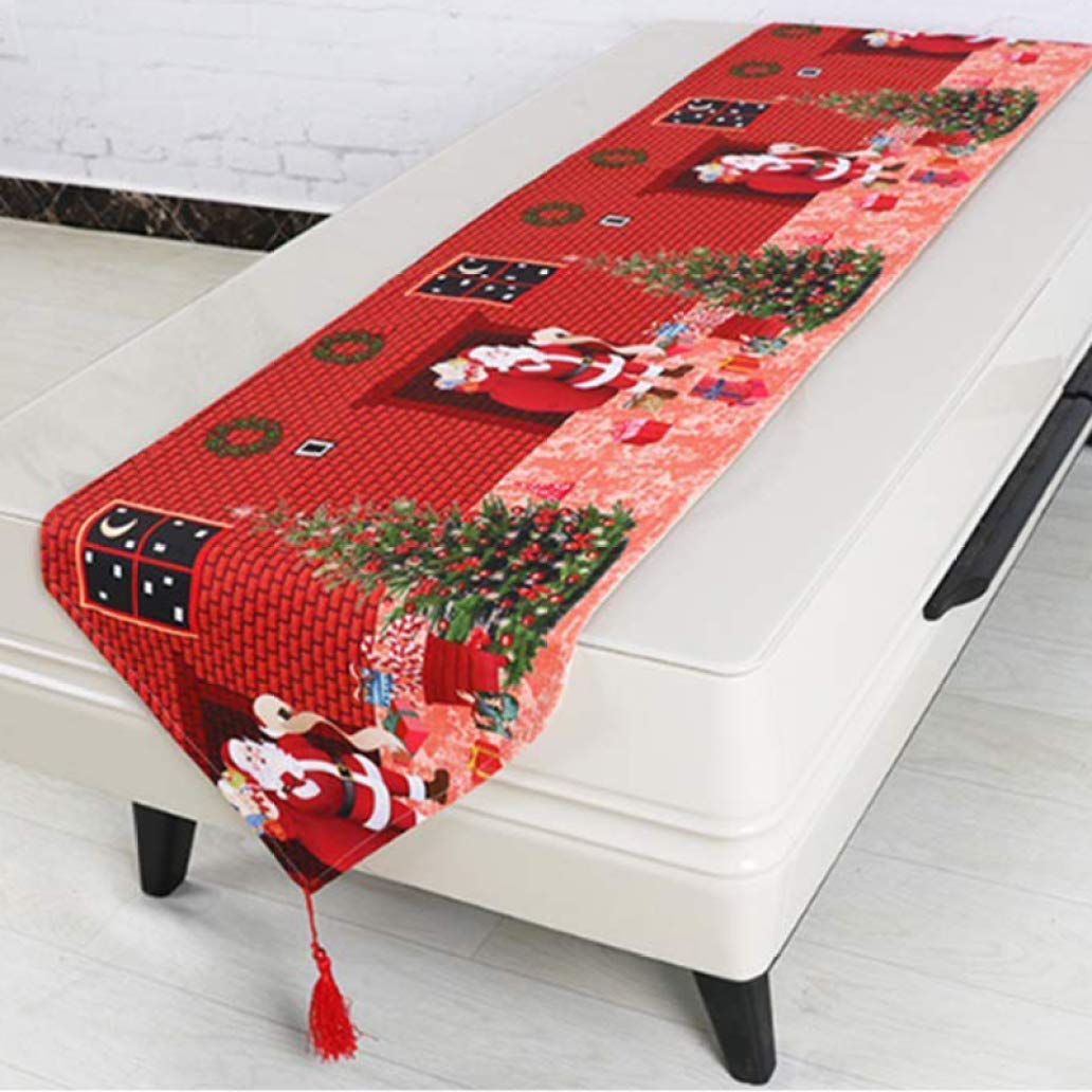 Elegant Christmas Linen Table Runner with Tassels - Holiday Dining Decor for Dinner Parties, Banquets & Festive Home Decoration | Perfect for Holiday Tablescapes, Christmas Feasts & Seasonal Home Styling