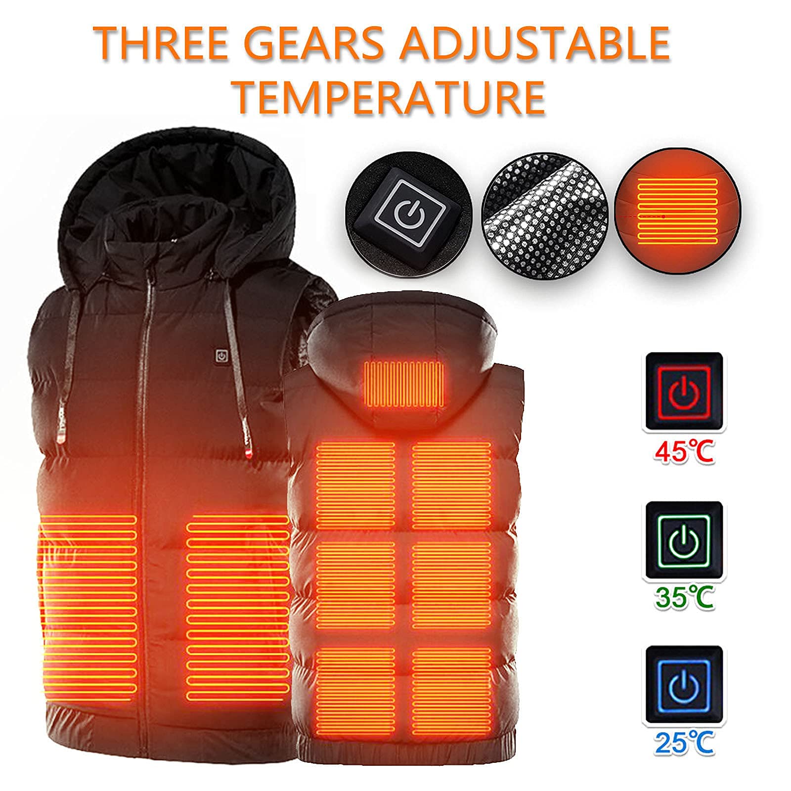 Lightweight USB Heated Vest for Women - Electric Heating Jacket with USB Charging for Outdoor Activities, Winter Sports & Cold Weather (Batteries Not Included)