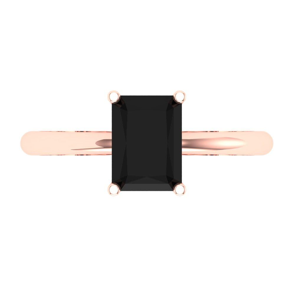 1.75ct Radiant Cut Natural Black Onyx Solitaire Ring - 18K Rose Gold Engagement, Wedding, Bridal, Promise & Anniversary Jewelry - Perfect for Proposals, Bridal Sets & Special Occasions