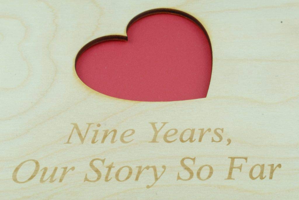 9th Anniversary Wooden Scrapbook Album - Romantic Gift for Wife, Girlfriend - Perfect for Wedding Anniversaries, Valentine's Day & Special Occasions