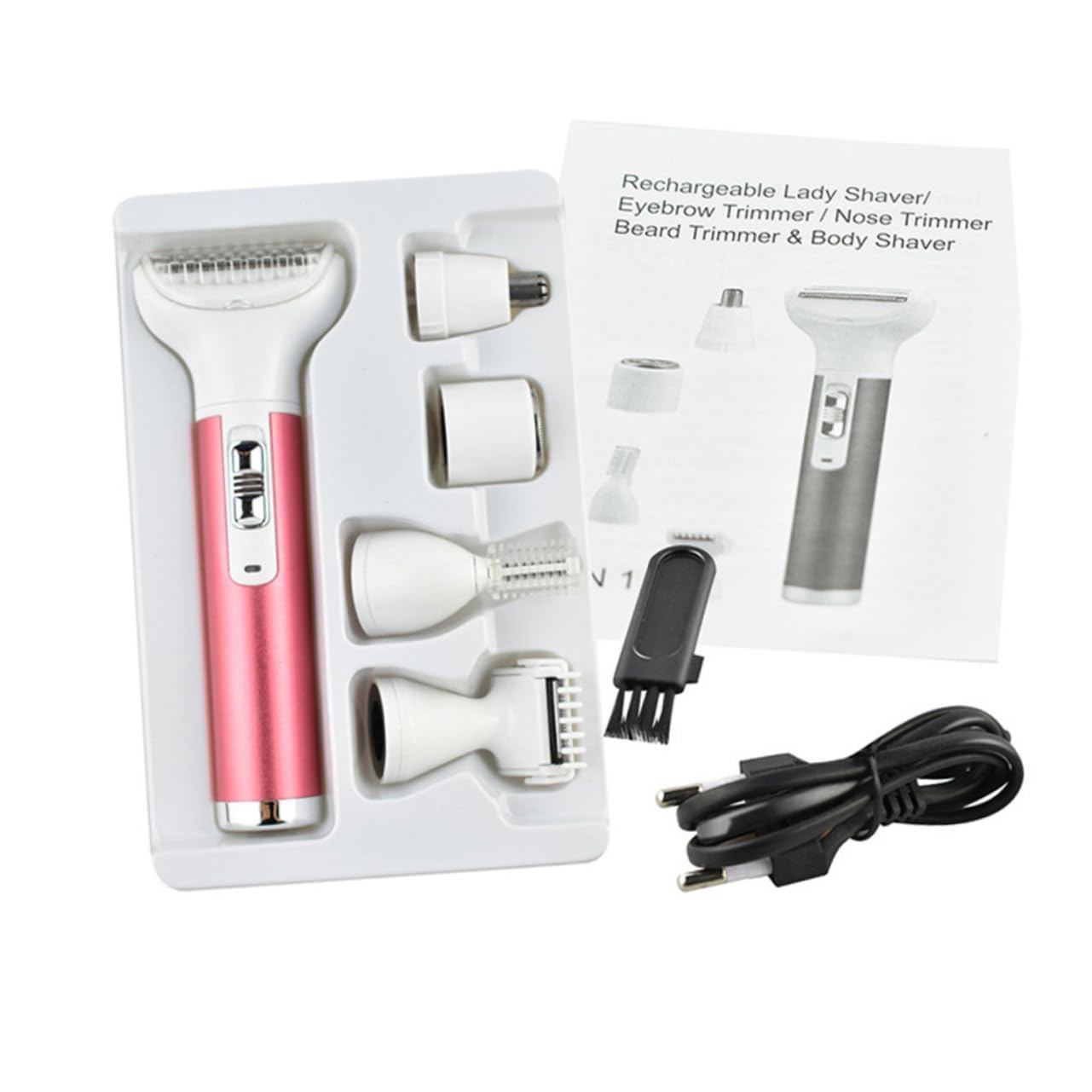 Women's Electric Shaver & Eyebrow Trimmer - USB Rechargeable Cordless Body Hair Remover for Face, Legs, Bikini Line - Painless Hair Removal for Smooth Skin - Perfect for Travel, Gym & Daily Grooming (Red)