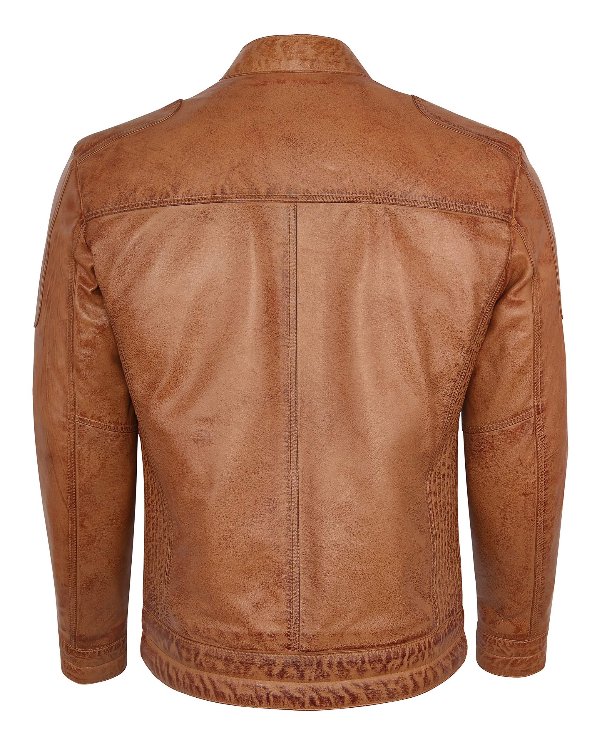Skylinewears Men's Genuine Leather Biker Jacket - Sheepskin Motorcycle Jacket with Stand Collar - Perfect for Riding, Casual Wear & Outdoor Adventures