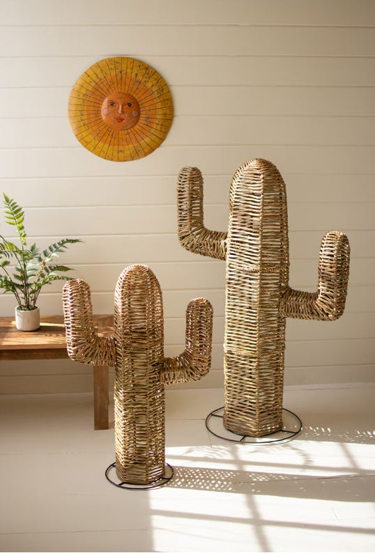 Handwoven Seagrass Cactus Planter - Eco-Friendly Natural Fiber Pot for Succulents & Small Plants - Perfect for Home Decor, Office Desk, and Indoor Gardening