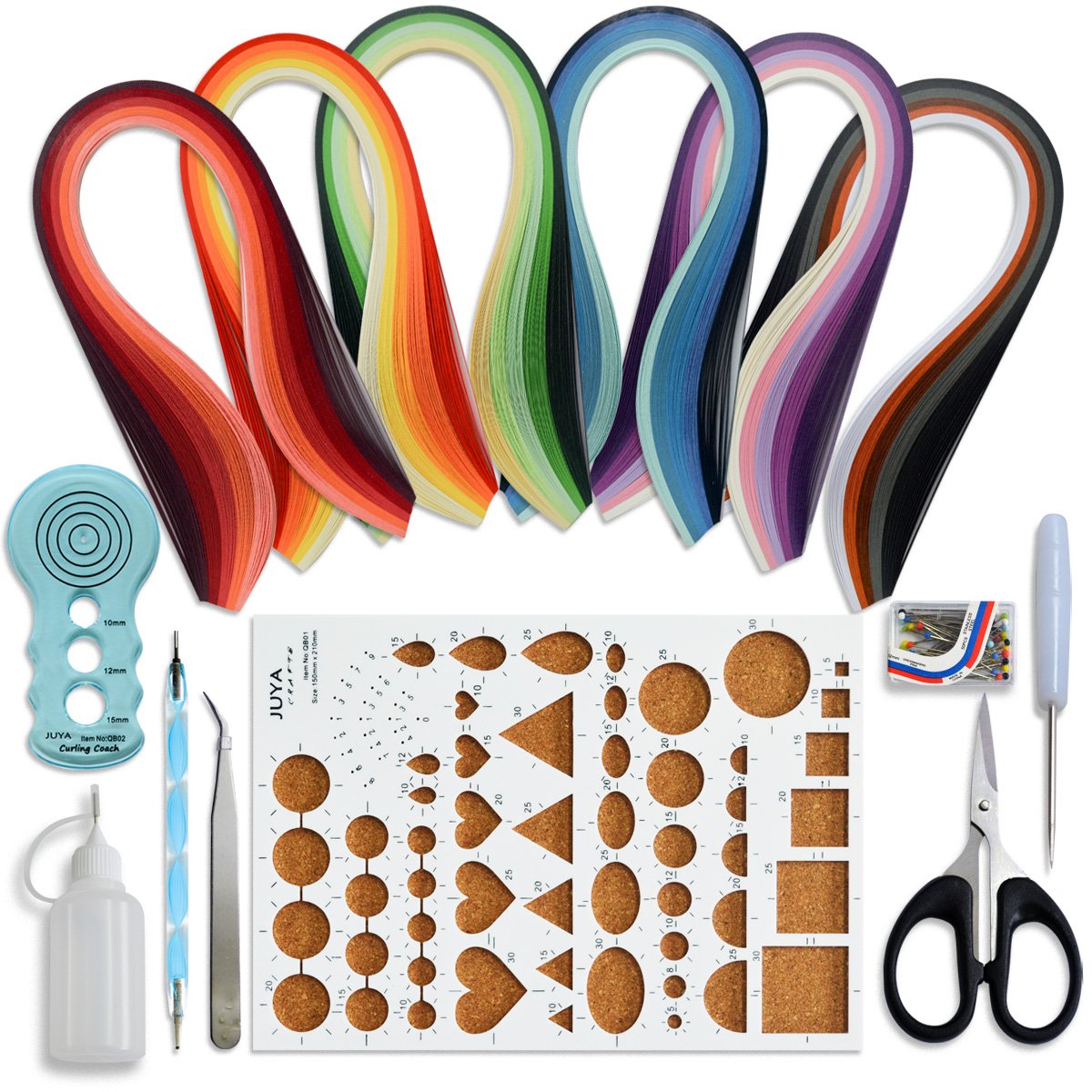 Juya Paper Quilling Kits for Adults & Beginners - 30 Vibrant Colors, 600 Strips (5mm Width) with 8 Essential Tools (Blue) - Perfect for DIY Greeting Cards, Home Decor & Scrapbooking Projects