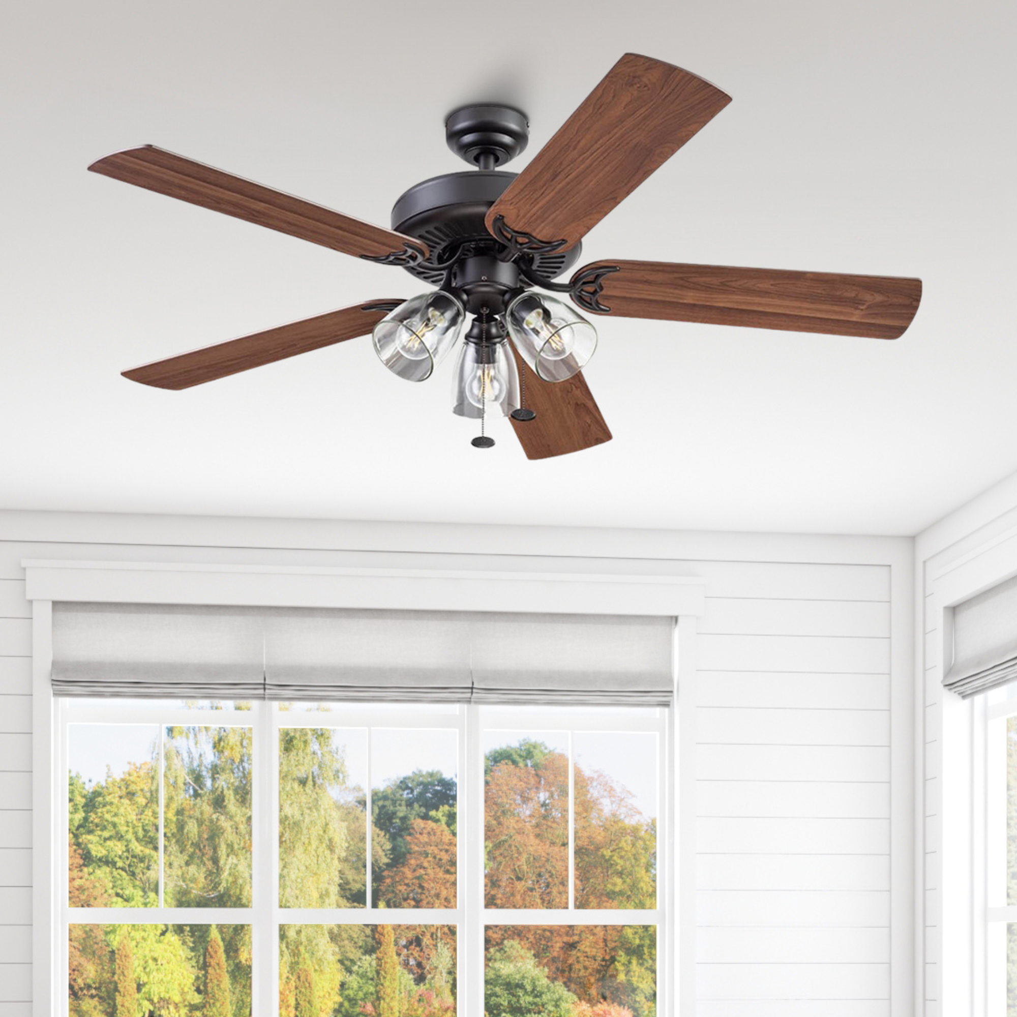 52 Inch Saybrook Espresso Bronze Ceiling Fan with Pull Chain - Modern Indoor Ceiling Fan for Living Room, Bedroom, and Office