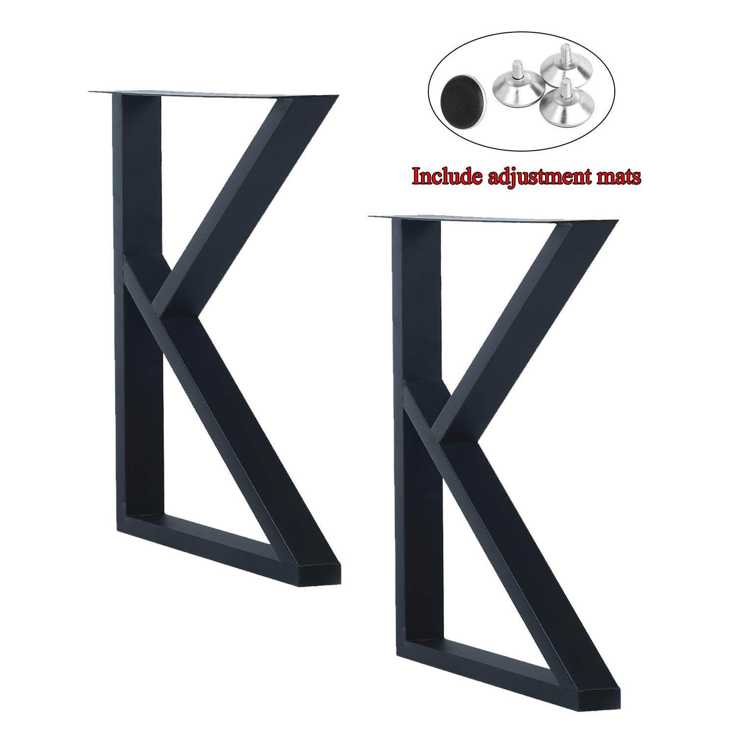MBQQ 2-Pack Rustic K-Shaped Metal Furniture Legs - Heavy Duty Industrial Table Legs for DIY Desks, Dining Tables & Benches (28
