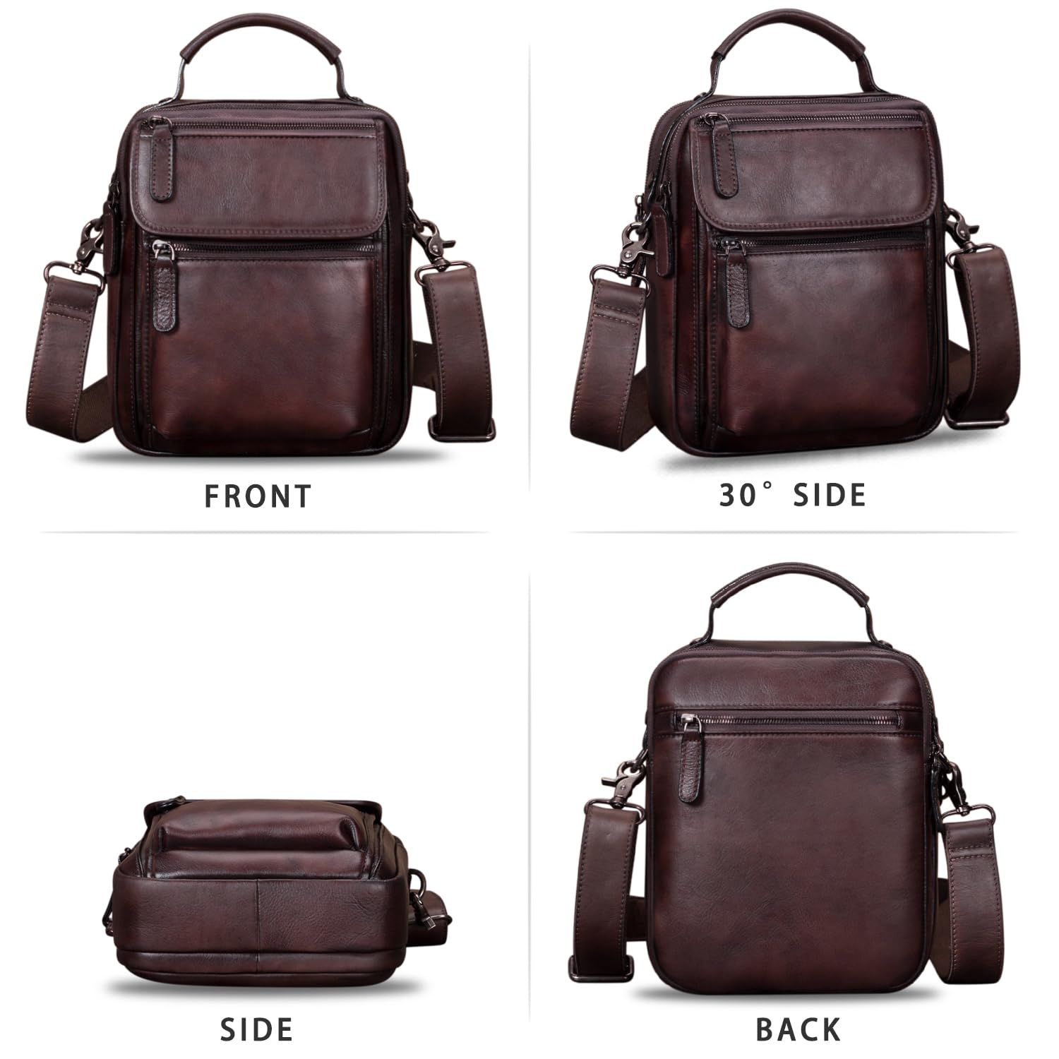 IVTG Genuine Leather Messenger Bag for Men - Durable Crossbody Shoulder Bag, Business Satchel & Work Purse - Perfect for Office, Commuting & Travel Accessories
