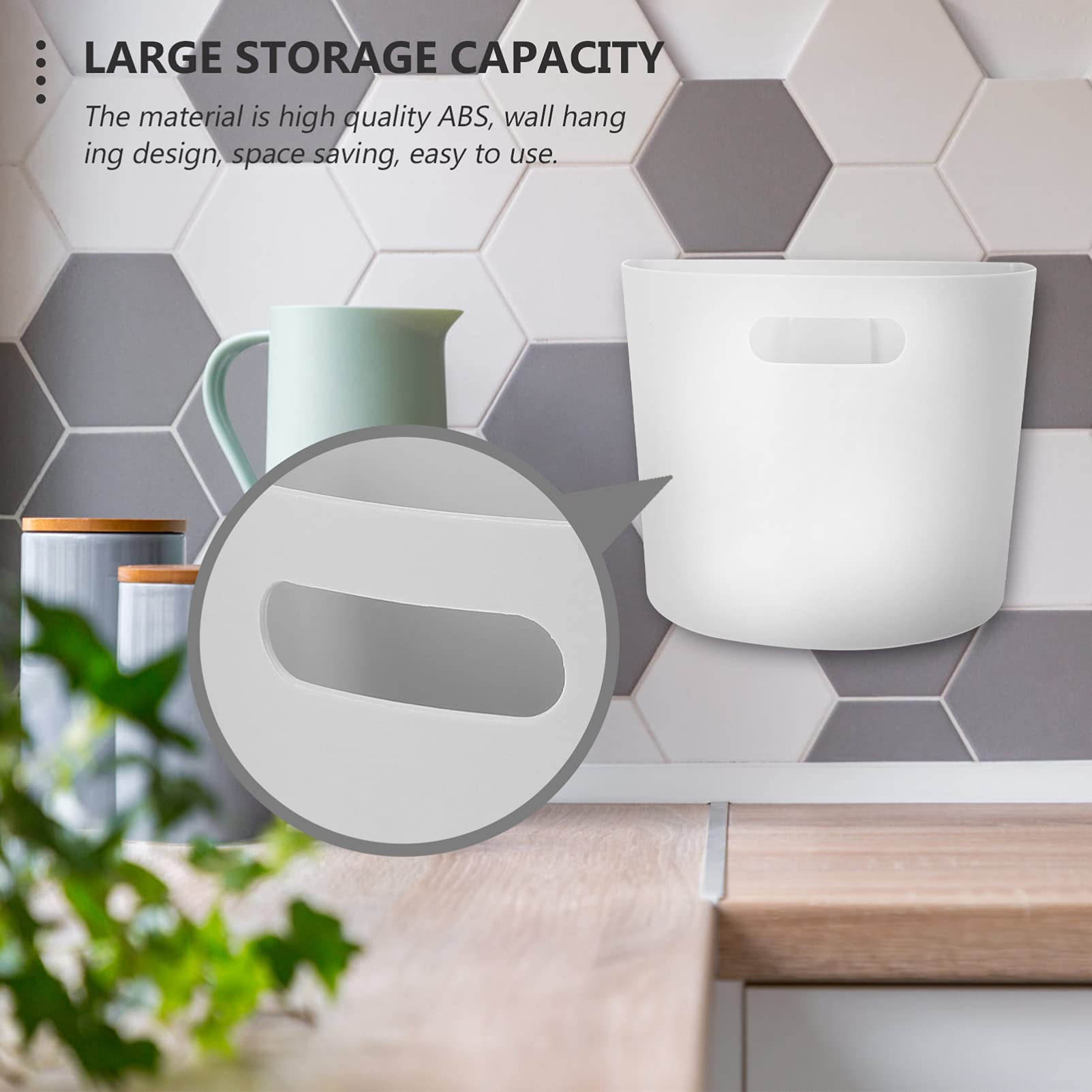 Cabilock 1pc Wall-Mounted Collapsible Trash Can - White Hanging Kitchen Waste Basket Cabinet Door Garbage Bin for Office, Bathroom & Small Spaces - Space Saving Solution for Under Sink & Compact Areas