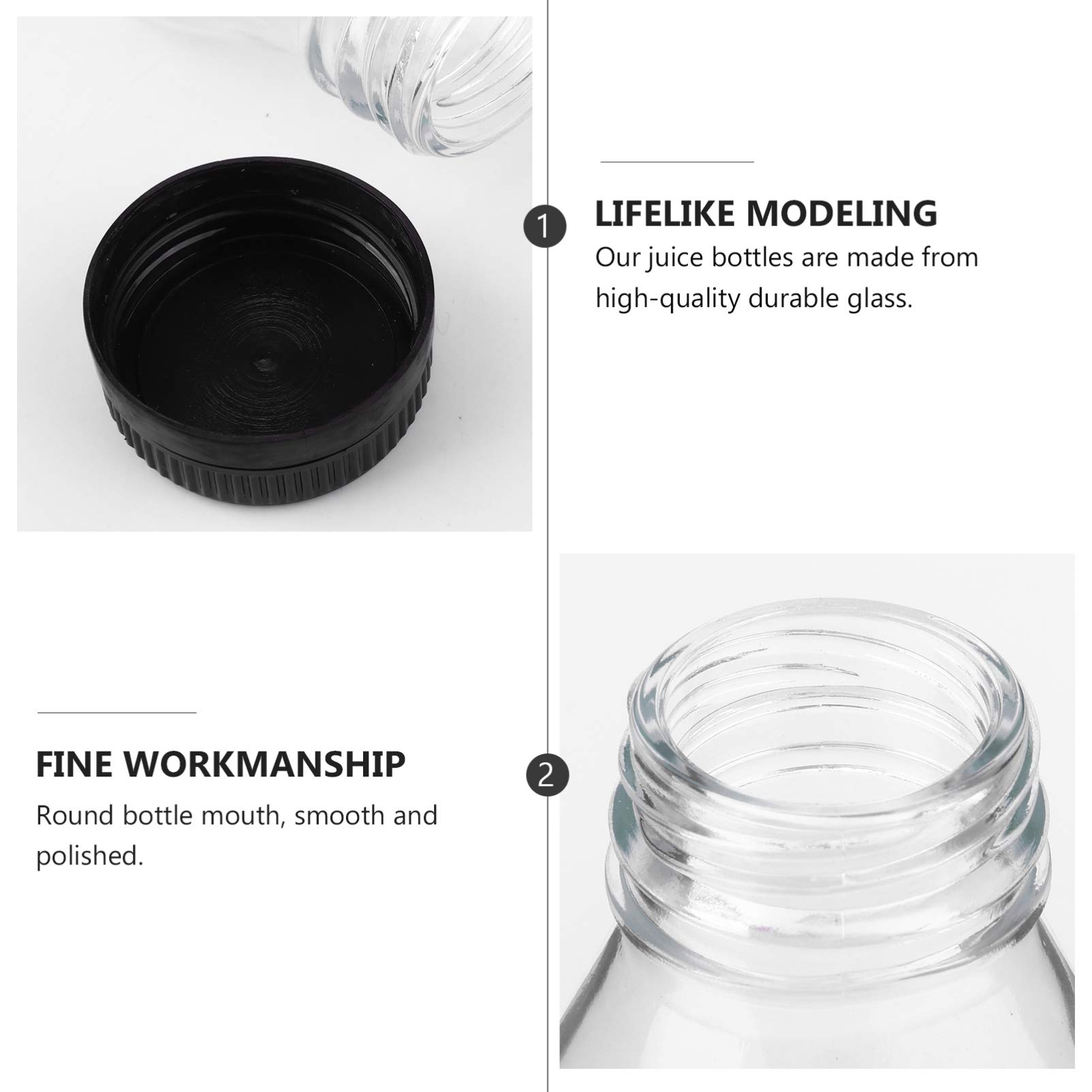 8-Piece Glass Juice Bottles Set - Clear Milk & Yogurt Drink Containers for Beverages, Smoothies, and Meal Prep - Perfect for Home, Cafe, and Restaurant Use