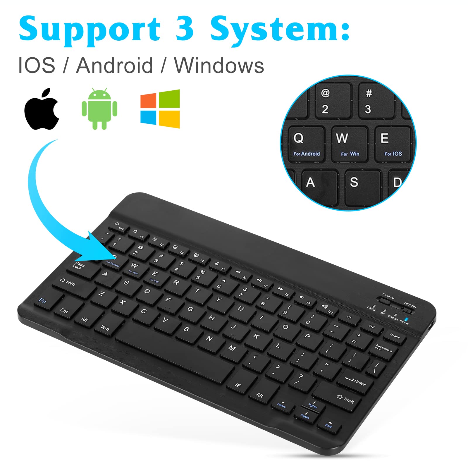 Rechargeable Bluetooth Keyboard and Mouse Combo - Ultra Slim Full-Size Wireless Keyboard with Ergonomic Mouse for Mac, iPad, Tablet, PC, Laptop - Compatible with Xiaomi 12 Pro - Onyx Black - Perfect for Office, Home, and Travel Use