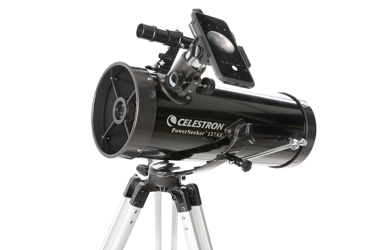 PowerSeeker 127AZ Telescope with Smartphone Adapter & Moon Filter - Perfect for Stargazing, Astrophotography & Backyard Astronomy