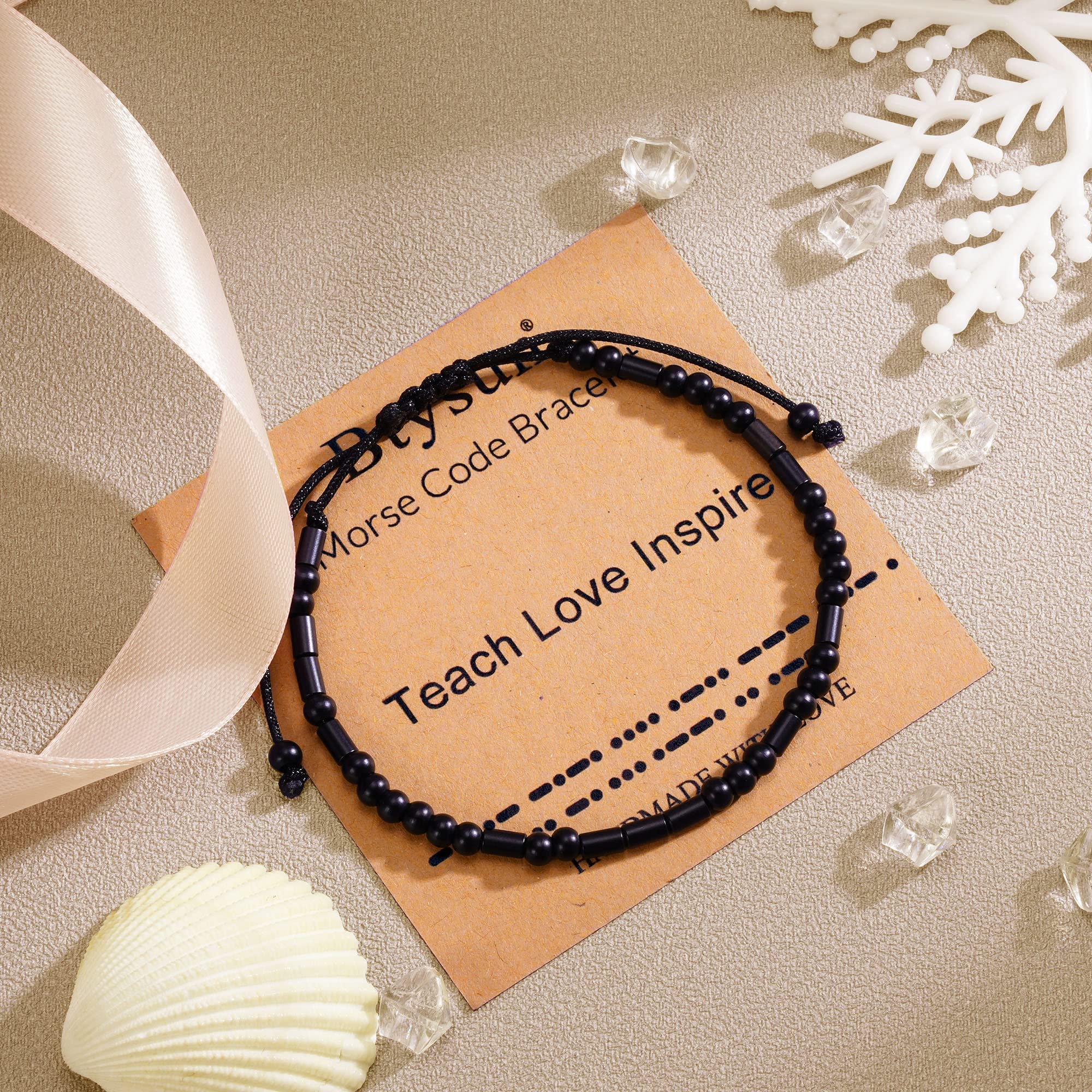 Morse Code Bracelet for Women & Men - Adjustable Braided Inspirational Gift for Her, Sister, Mom, Daughter, Best Friend - Birthday, Christmas Jewelry (Black) - Perfect for Daily Wear, Motivational Reminder & Thoughtful Gifting