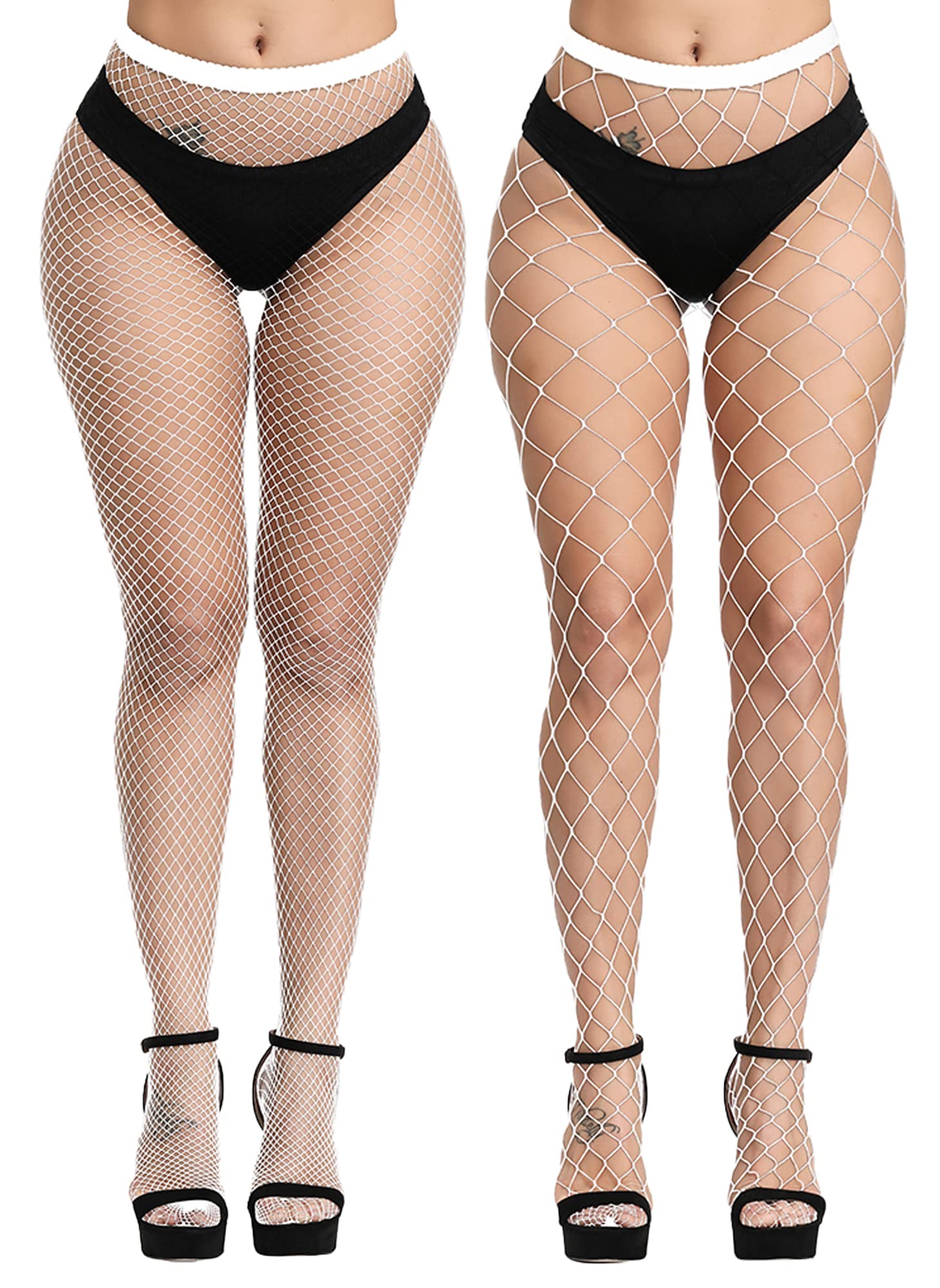CozyWow Women's High Waist Fishnet Tights - Soft Stretchy Footed Stockings with 10+ Color Options | Perfect for Halloween Costumes, Cosplay, and Night Out Outfits