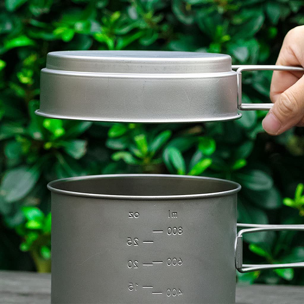 Lightweight Titanium Camping Cookware Set - 1450ml Pot & Pan for Outdoor Adventures