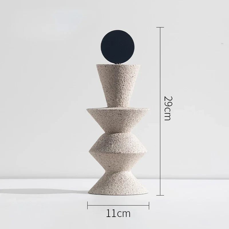 Abstract Geometric Sandstone Statue - Modern Home Decor Art Piece for Living Room, Office & Garden