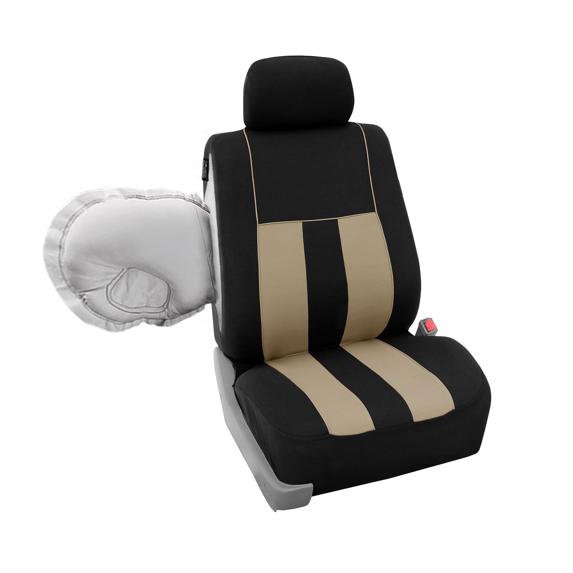 FH Group 3-Row 7-Seater Car Seat Covers - Airbag & Split Bench Compatible, Universal Fit for Cars, Trucks & SUVs (Green/Black Striped) | Durable Protection for Family Road Trips & Daily Commutes