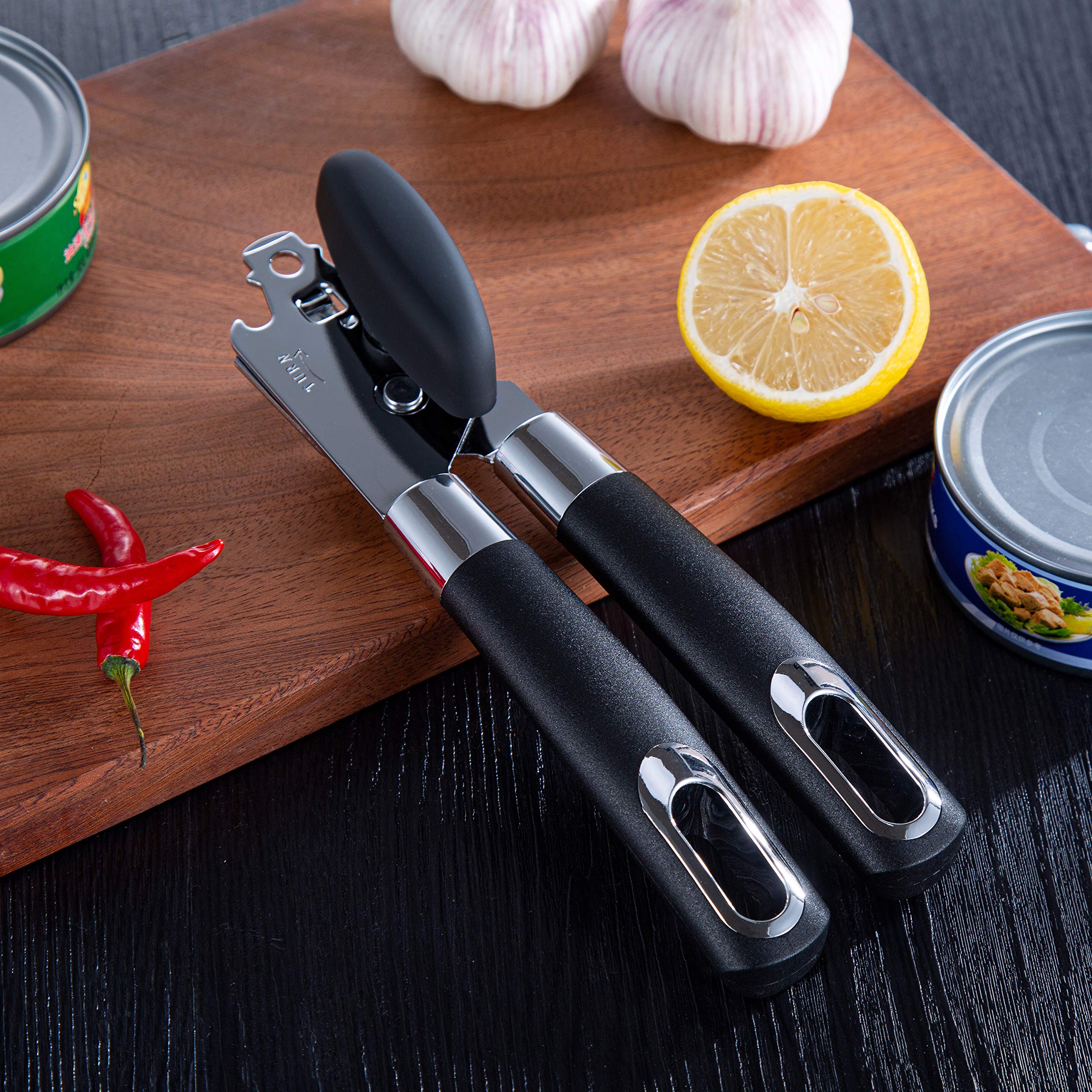 Premium Stainless Steel Manual Can Opener with Large Turn Knob & Sharp Blade - Professional Kitchen Tool for Easy Opening Cans & Bottles - Ideal for Camping, Emergency Kits & Everyday Cooking