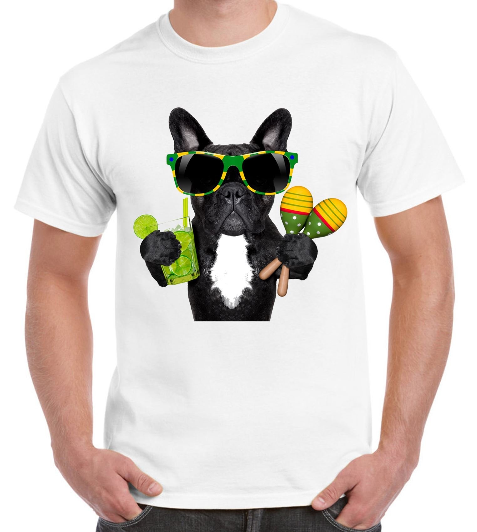 Trendy French Bulldog Tribal Print T-Shirt for Men - Brazilian Style Graphic Tee - Perfect for Casual Wear, Street Fashion & Dog Lover Gifts