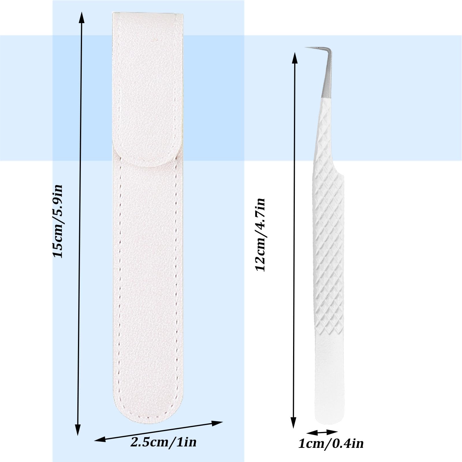 Professional Fiber Tip Lash Tweezers for Eyelash Extensions - Japanese Steel Precision Tweezers for Women (90 Degree, White) - Perfect for Salon Professionals & DIY Lash Artists at Home