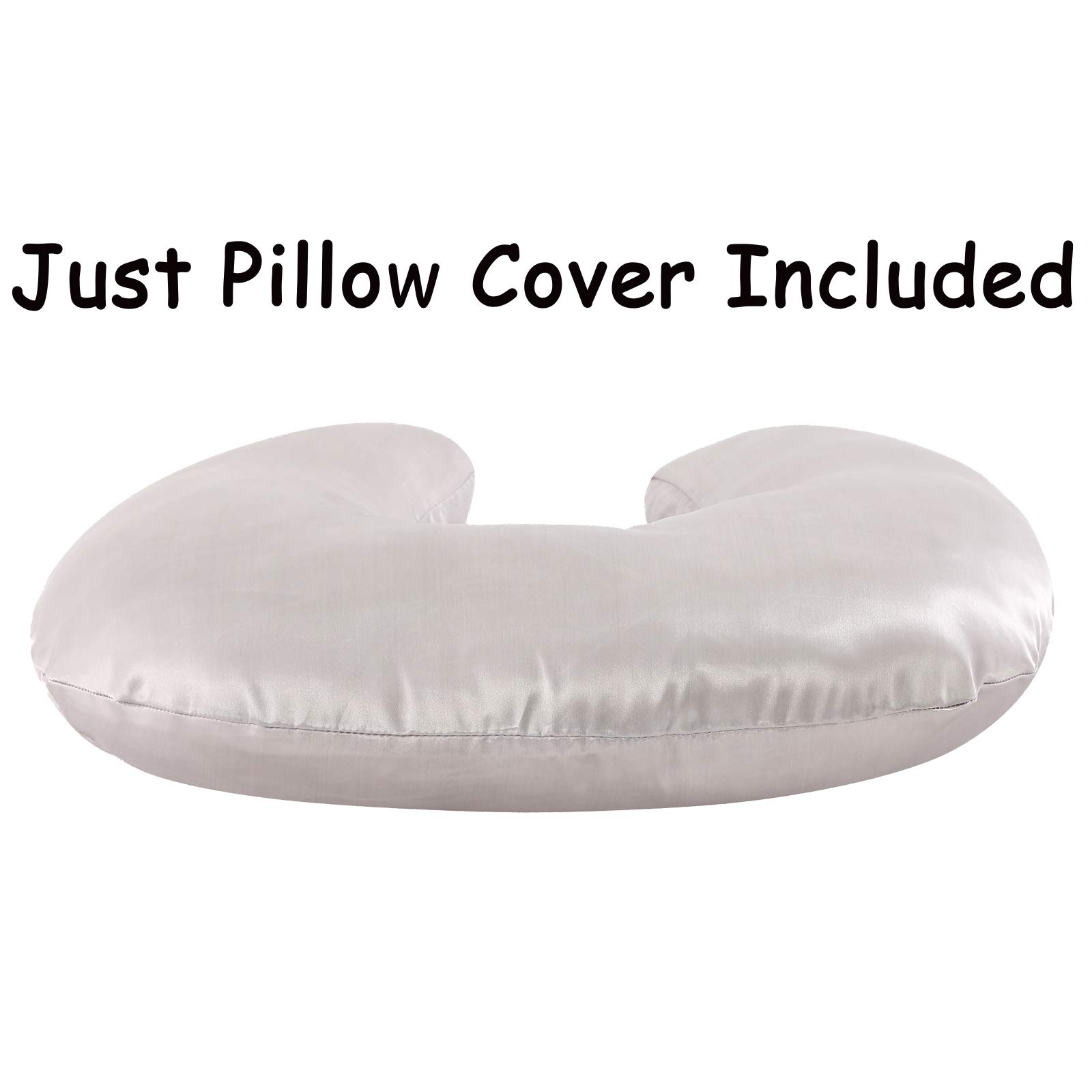 Premium Satin Nursing Pillow Cover 2-Pack - Soft Silk-Like Feeding Pillow Slipcovers for Breastfeeding Moms - Fits Standard Baby Nursing Pillows (Gray & White) - Perfect for Comfortable Nursing at Home or On-The-Go