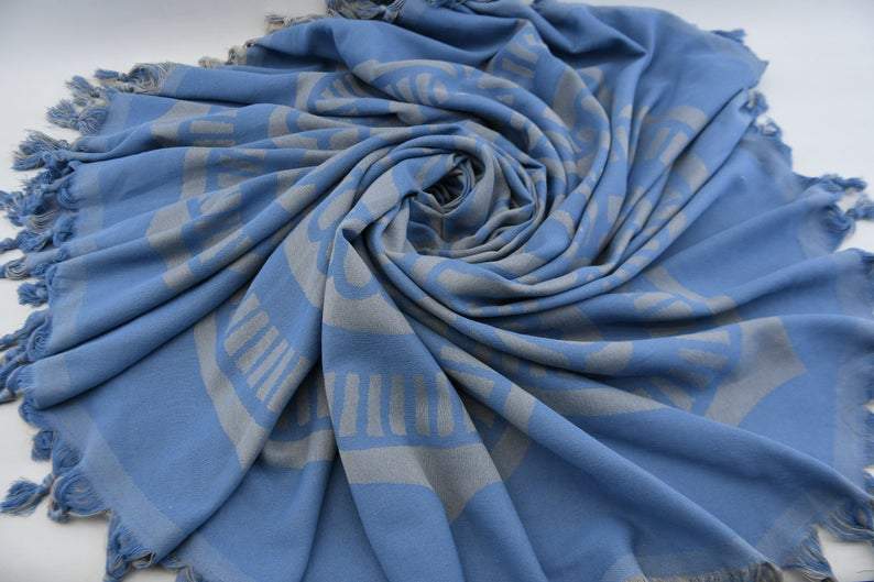 Blue Mandala Round 100% Cotton Beach Towel - Soft, Absorbent & Quick-Drying for Pool, Beach, Yoga & Outdoor Activities