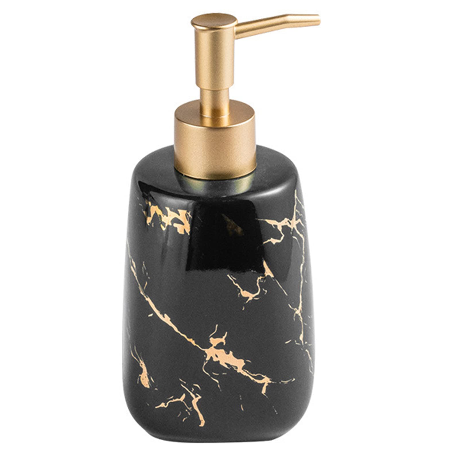 Premium Ceramic Soap Dispenser Bottle - Elegant Gold Marble Oval Design for Hand Soap, Lotion & Shampoo | Bathroom & Kitchen Countertop Essential | Durable Pump Dispenser for Liquid Soaps & Beauty Products