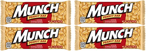 Crunchy Munch Peanut Candy Bar - 1.42oz (4-Pack) | High-Protein Snack for Hiking, Office & School Lunch | Gluten-Free Energy Bar