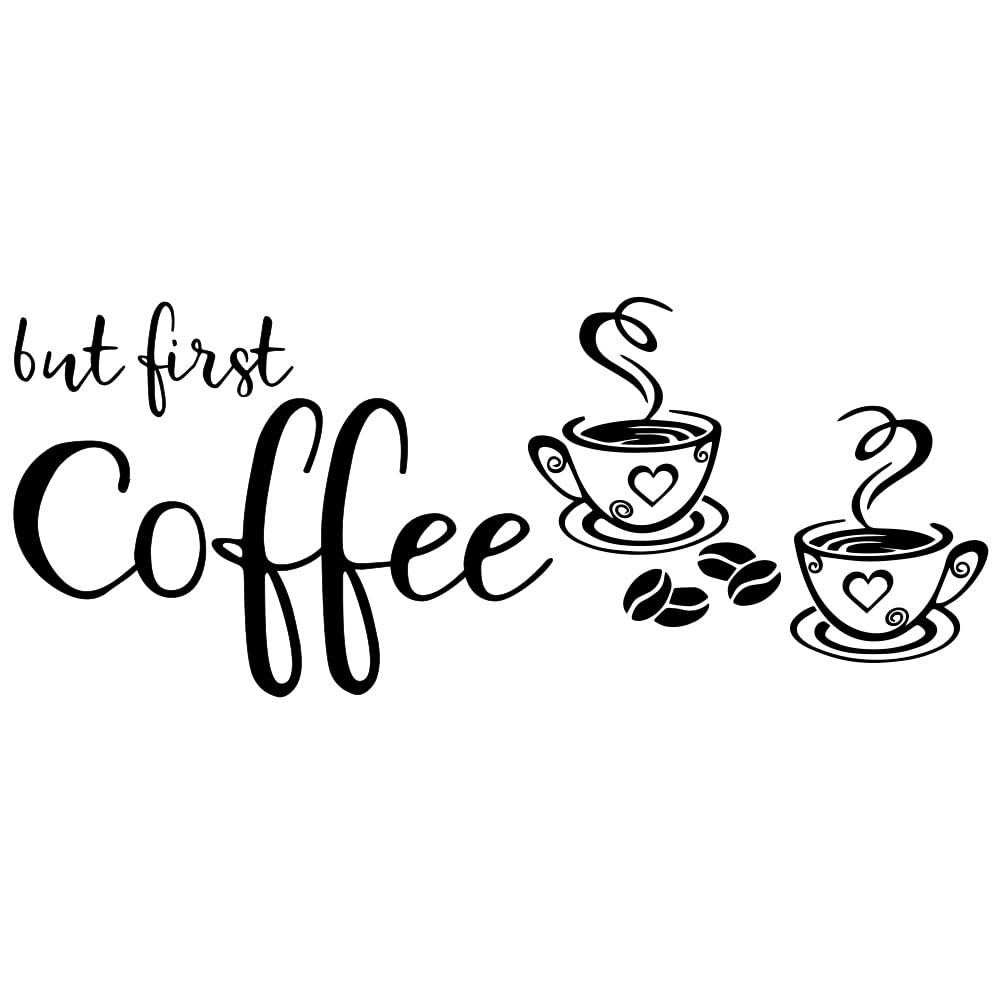 But First Coffee Vinyl Wall Decal Sticker - Removable Home Décor for Coffee Lovers, Kitchen & Café Wall Art - Perfect for Coffee Shops, Offices & Gift Ideas