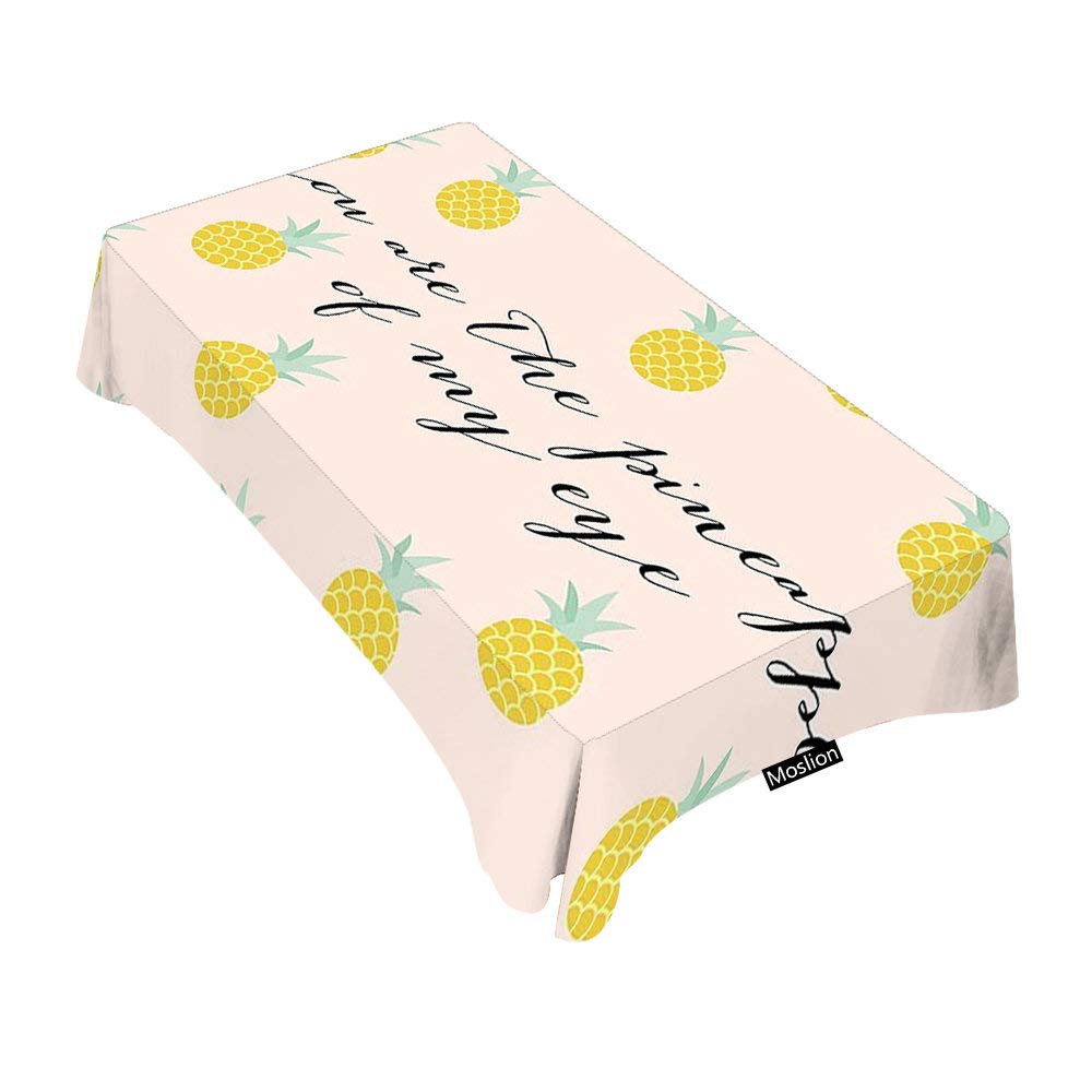 Moslion Decorative Rectangle Tablecloth - 'You Are The Pineapple of My Eye' Design - 52x70 Inch Waterproof Table Cover for Dining, BBQ, Picnic, Coffee Table - Perfect for Outdoor Parties & Home Decor