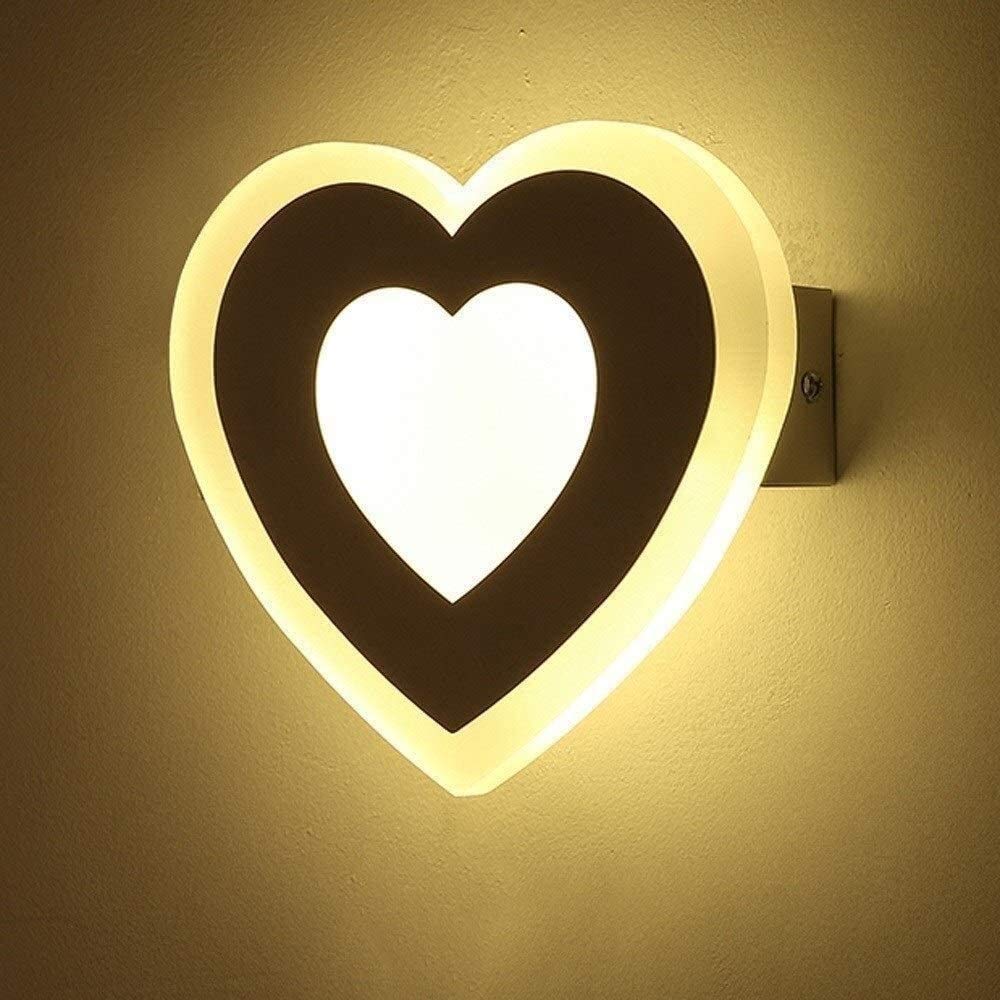 YeSBTx Heart-Shaped Metal Wall Sconce - Decorative Bracket Light Fixture for Bedroom, Staircase, Pathway & Balcony | Elegant Wall Lamp for Home Decor & Night Lighting | Perfect for Romantic Ambiance, Hallway Illumination & Outdoor Spaces