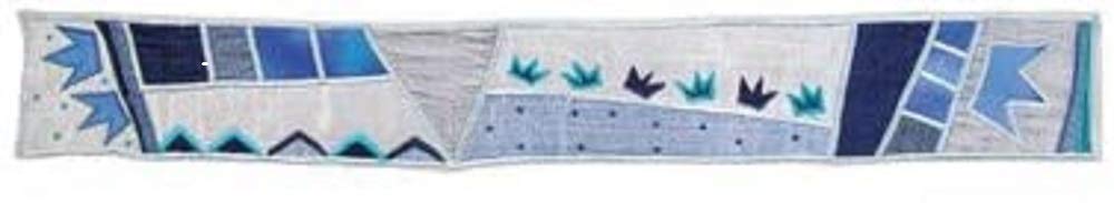 Blue Silk Appliquéd Atarah - Elegant Jewish Prayer Shawl