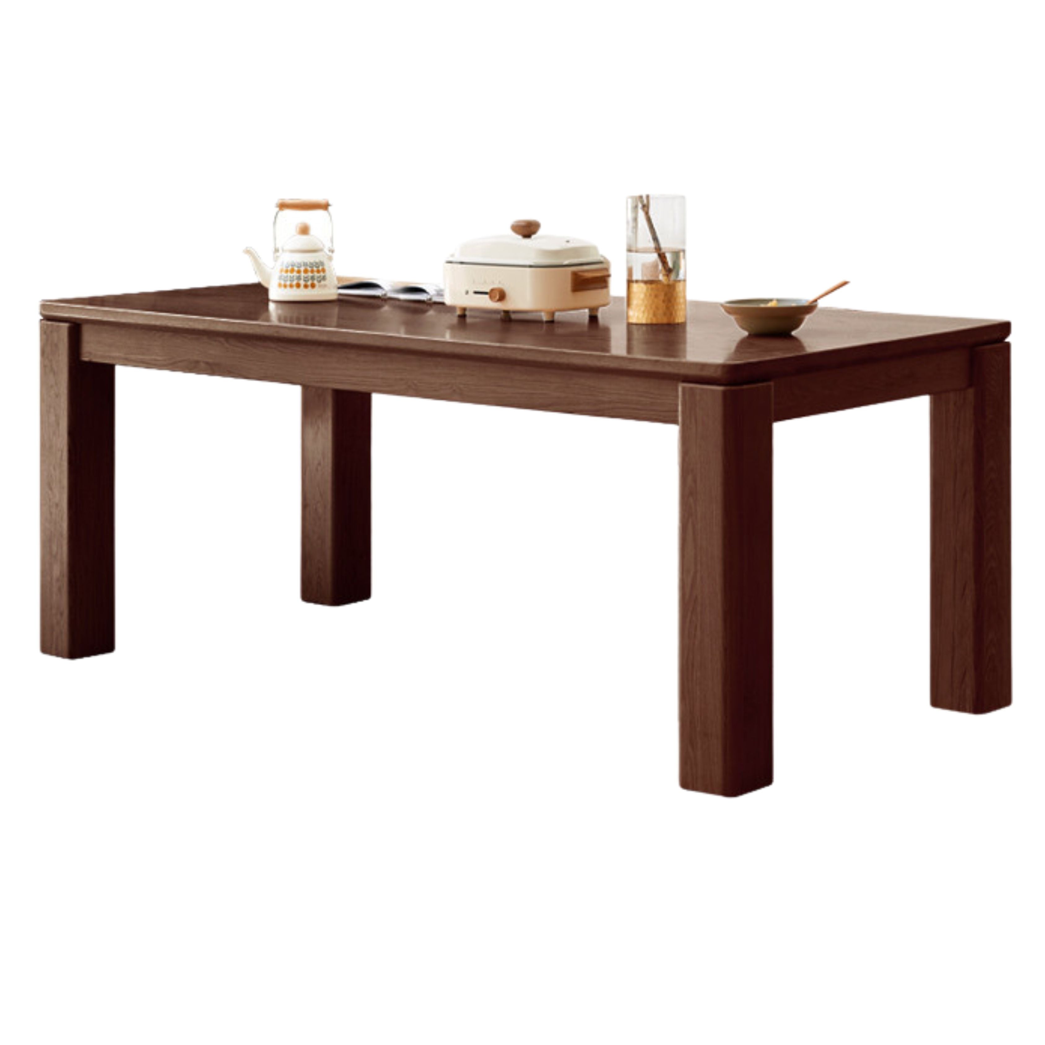 Solid Oak Wood Dining Table with Thick Legs - Rustic Farmhouse Style for Kitchen, Dining Room & Home Decor