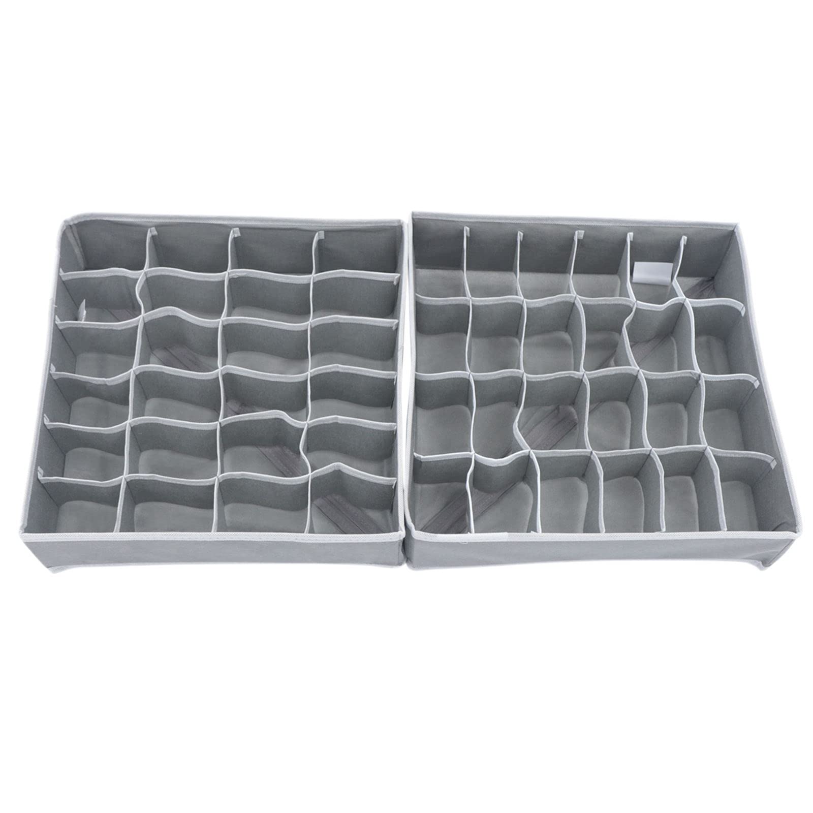 2 Pack 24 Cell Sock Drawer Organizer - Collapsible Closet & Cabinet Storage Box for Socks, Bras, Handkerchiefs, Ties, Belts | Space Saving Multifunctional Fabric Organizer | Perfect for Bedroom, Closet & Travel Storage