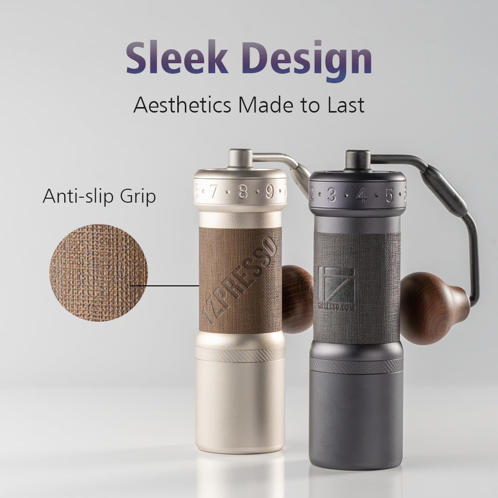 1Zpresso K-Ultra Manual Coffee Grinder - Premium Stainless Steel Conical Burr, Foldable Handle, Numerical Adjustable Settings with Carrying Case - Perfect for Espresso, French Press, Pour Over & Travel Coffee Brewing