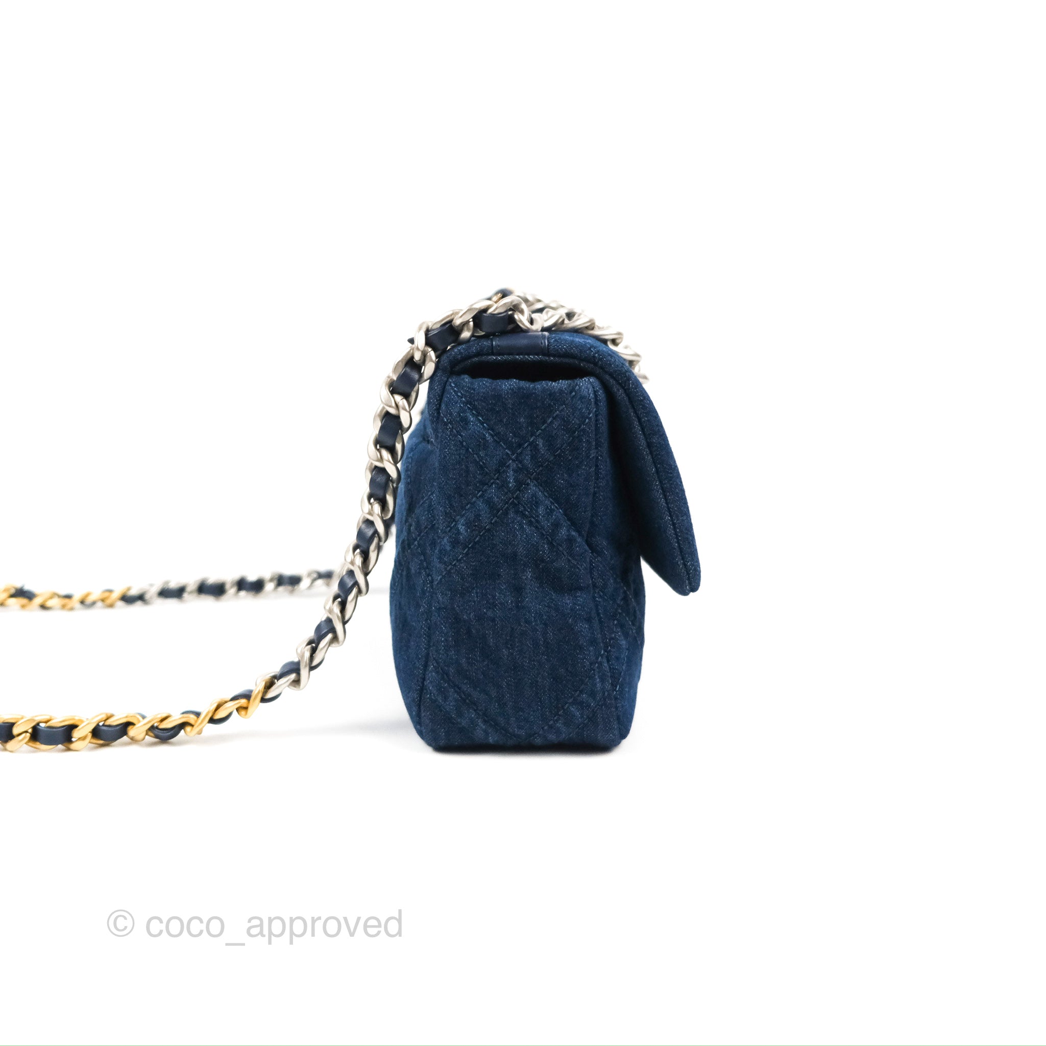 Chanel 19 Small Handbag - Denim Fabric with Mixed Metal Hardware (22P Collection) | Luxury Crossbody Bag for Women, Perfect for Date Night & Evening Events