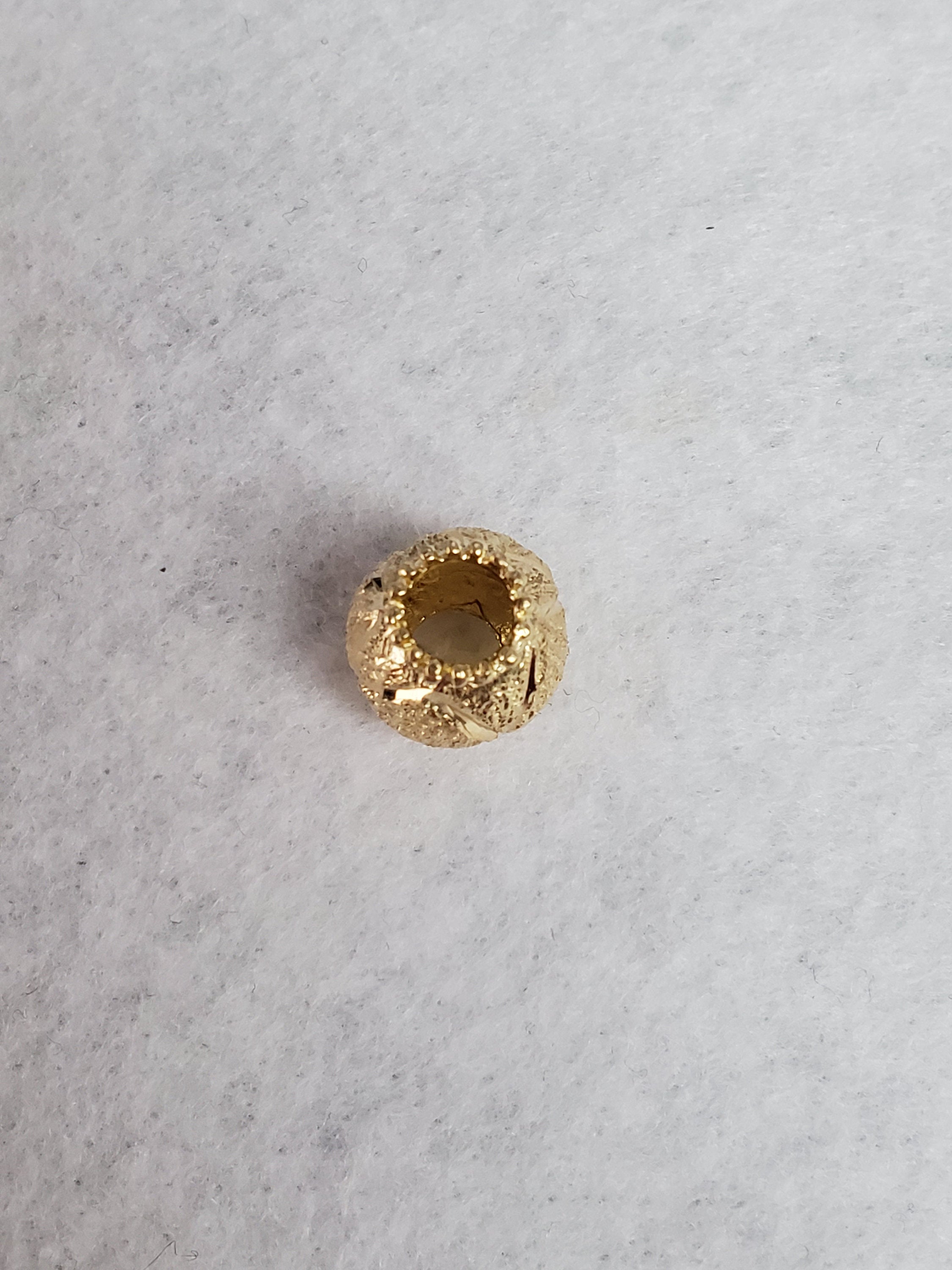 14K Yellow Gold Roundel Bead with Diamond Cuts - Elegant Jewelry Making Supplies for DIY Bracelets, Necklaces & Craft Projects