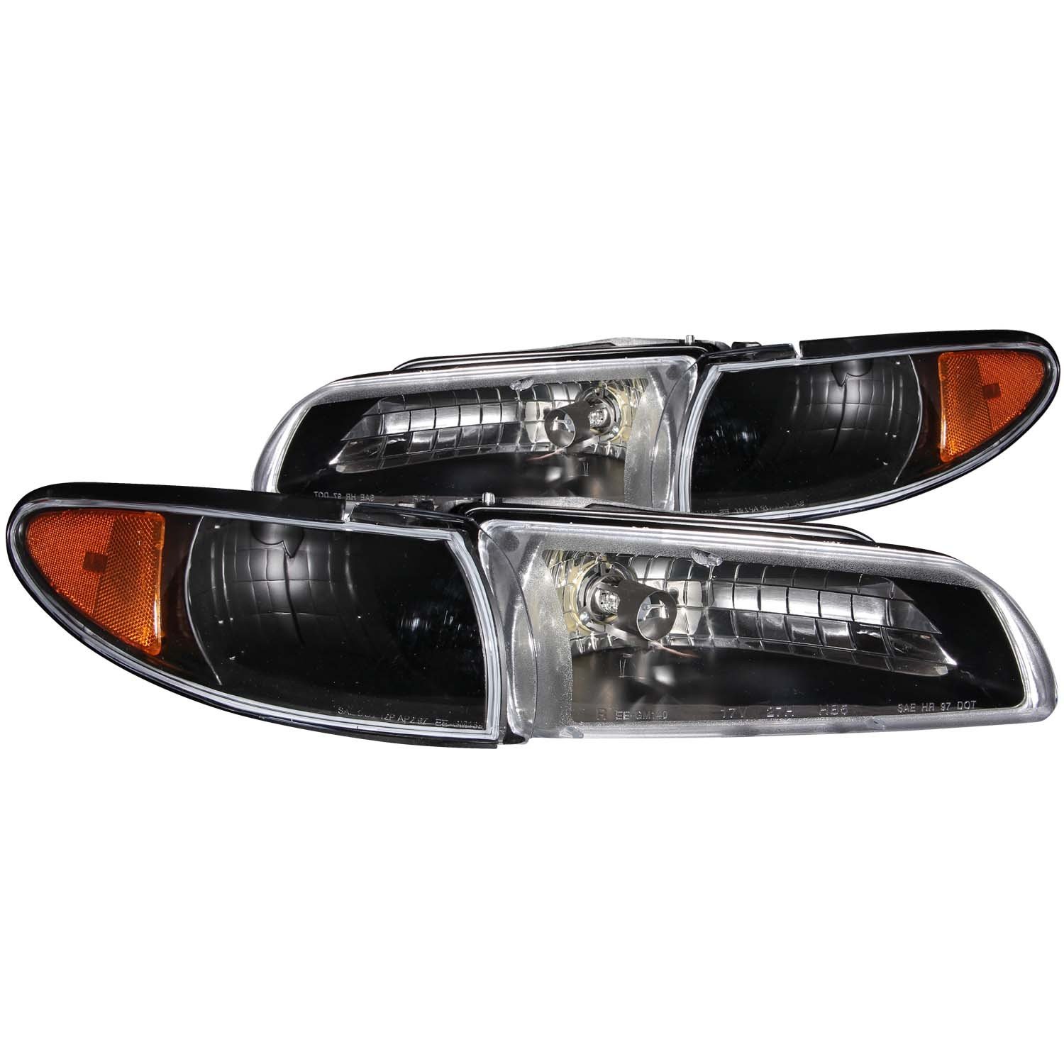 HEADLIGHTSDEPOT Black Housing Halogen Headlights - Compatible with 1997-2003 Pontiac Grand Prix (Pair - Left & Right) - Durable Replacement Headlamps for Night Driving & Improved Visibility