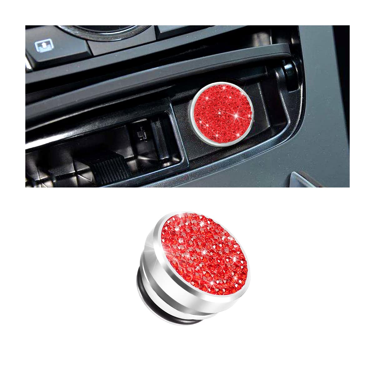 Universal Bling Car Cigarette Lighter Plug Cover - Dustproof 12V Lighter Socket Protector for Cars, Trucks, Boats & RVs - Stylish Car Accessory for Men & Women (Red) - Perfect for Road Trips & Vehicle Protection