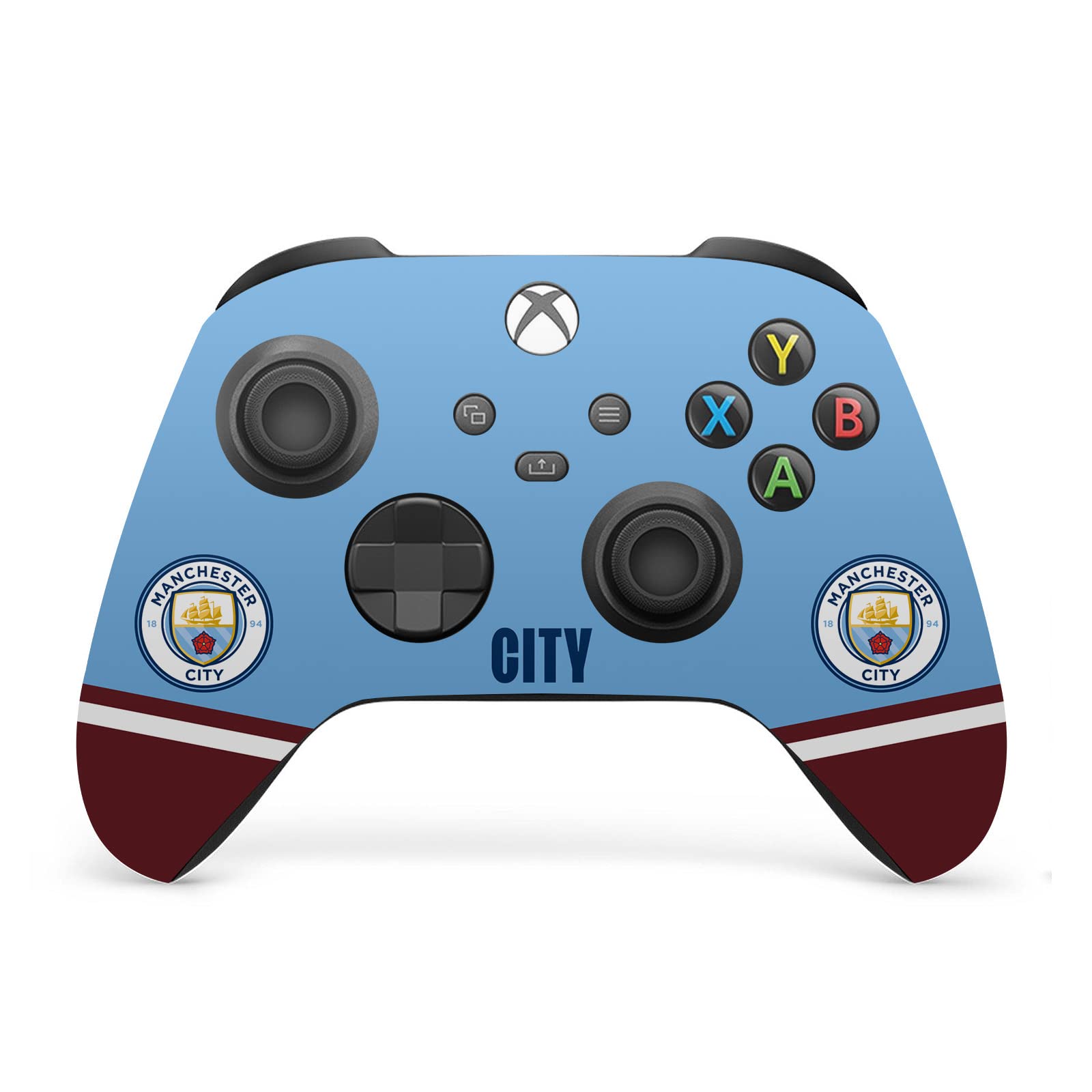 Official Manchester City FC 2022/23 Home Jersey Logo Vinyl Skin Gaming Sticker Decal Compatible with Xbox Series X Console & Controller - Custom Protective Cover for Gaming Setup - Perfect for Man City Fans & Xbox Players