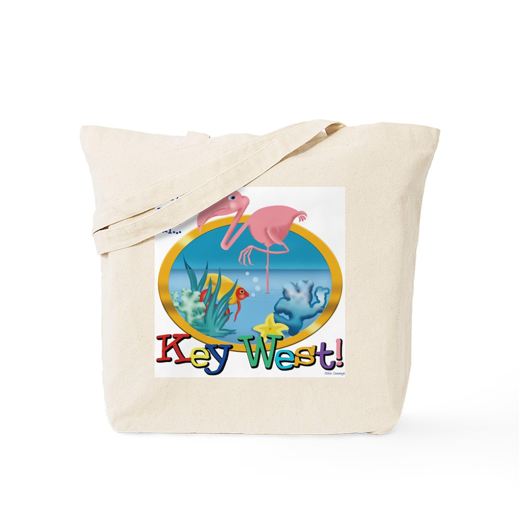 Key West Tote Bag - Natural Canvas Reusable Shopping Bag for Beach, Groceries & Daily Use | Eco-Friendly Cotton Carryall