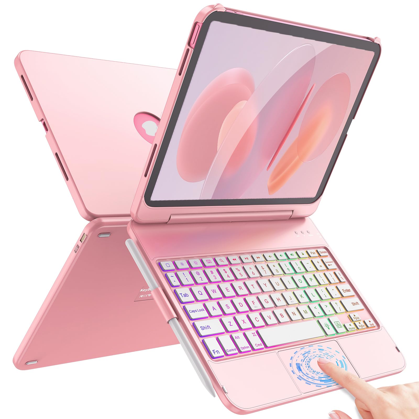 FUWANG iPad Air 11-inch Keyboard Case (2024/2025 M3/M2 & 5th/4th Gen 10.9-inch) - Backlit Keyboard with 180° Flip Stand & Touchpad | Perfect for Work, Study & Travel