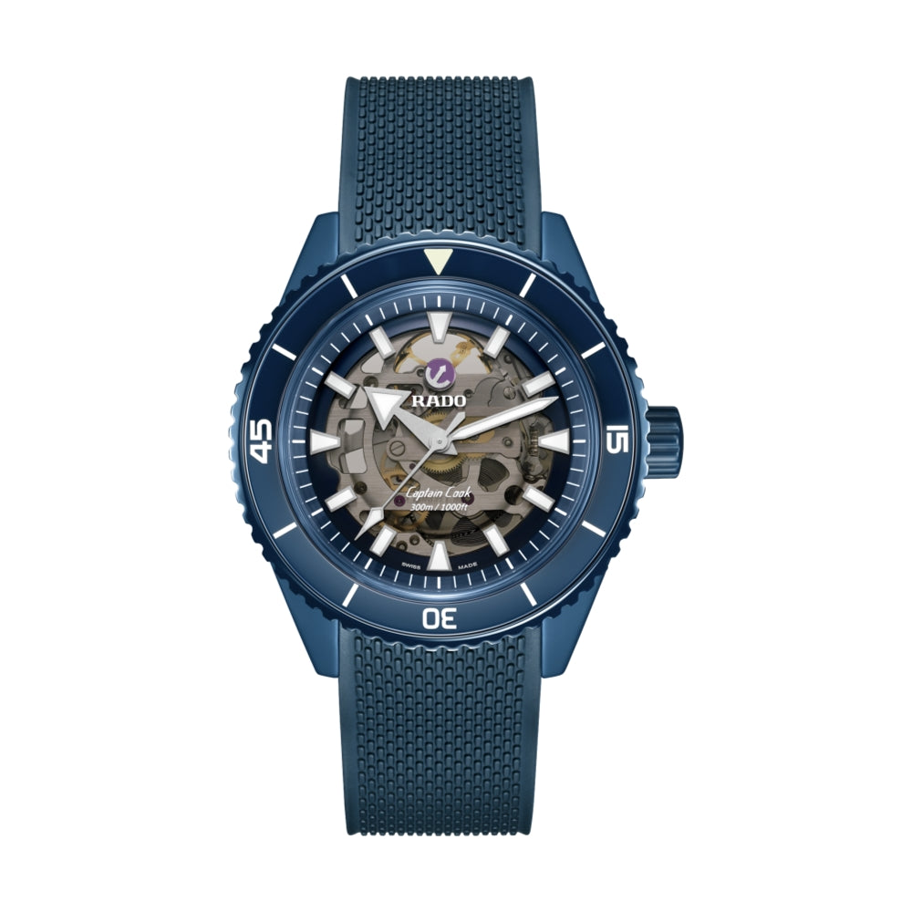 Captain Cook Automatic High-Tech Ceramic Blue Watch - 43mm Men's Diver Watch for Swimming, Diving & Outdoor Adventures