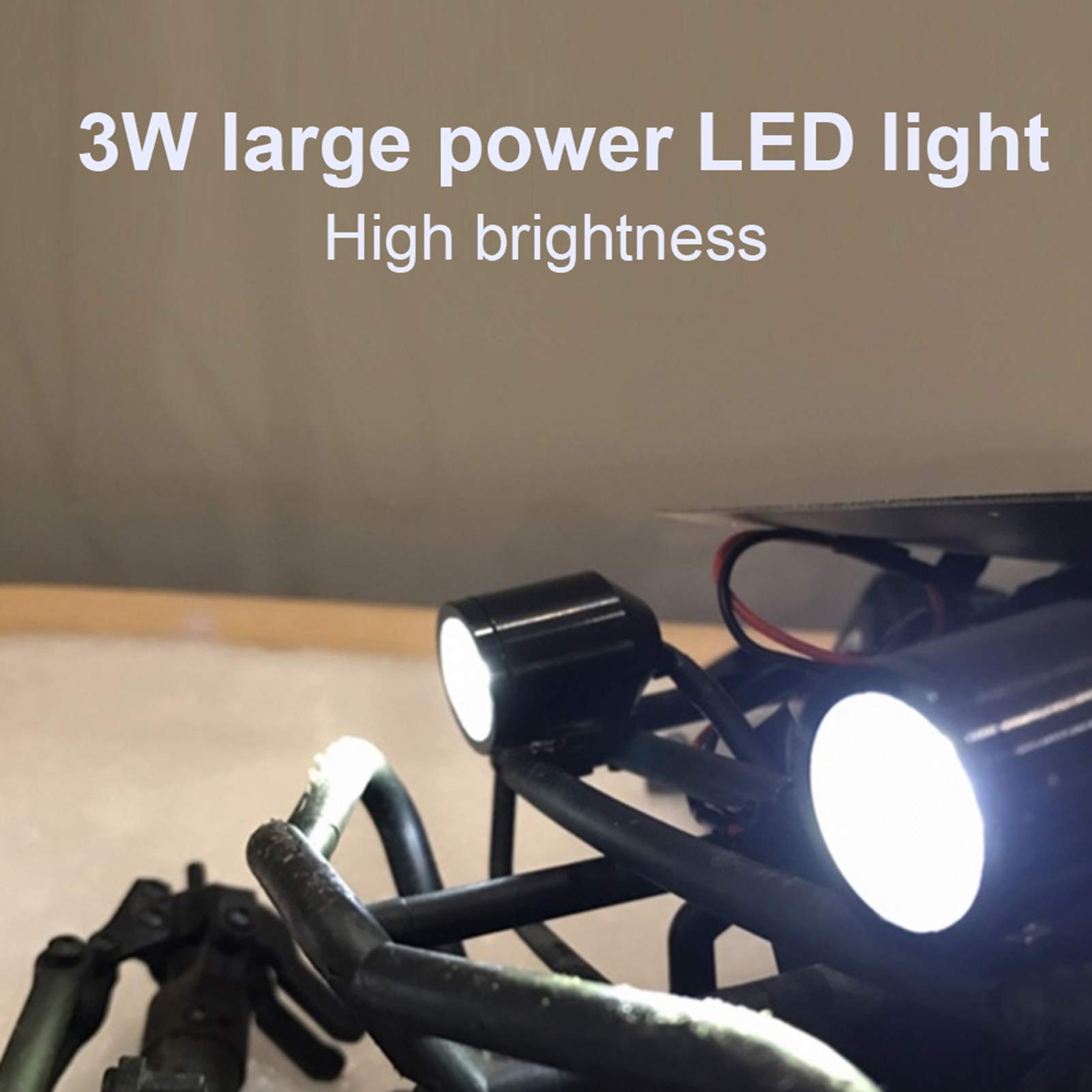3W RC Car Headlights & Spotlights Kit - Portable LED Searchlight for RC Models - Direct Fit Black (12 Pack) - Perfect for Night Racing & Off-Road Adventures