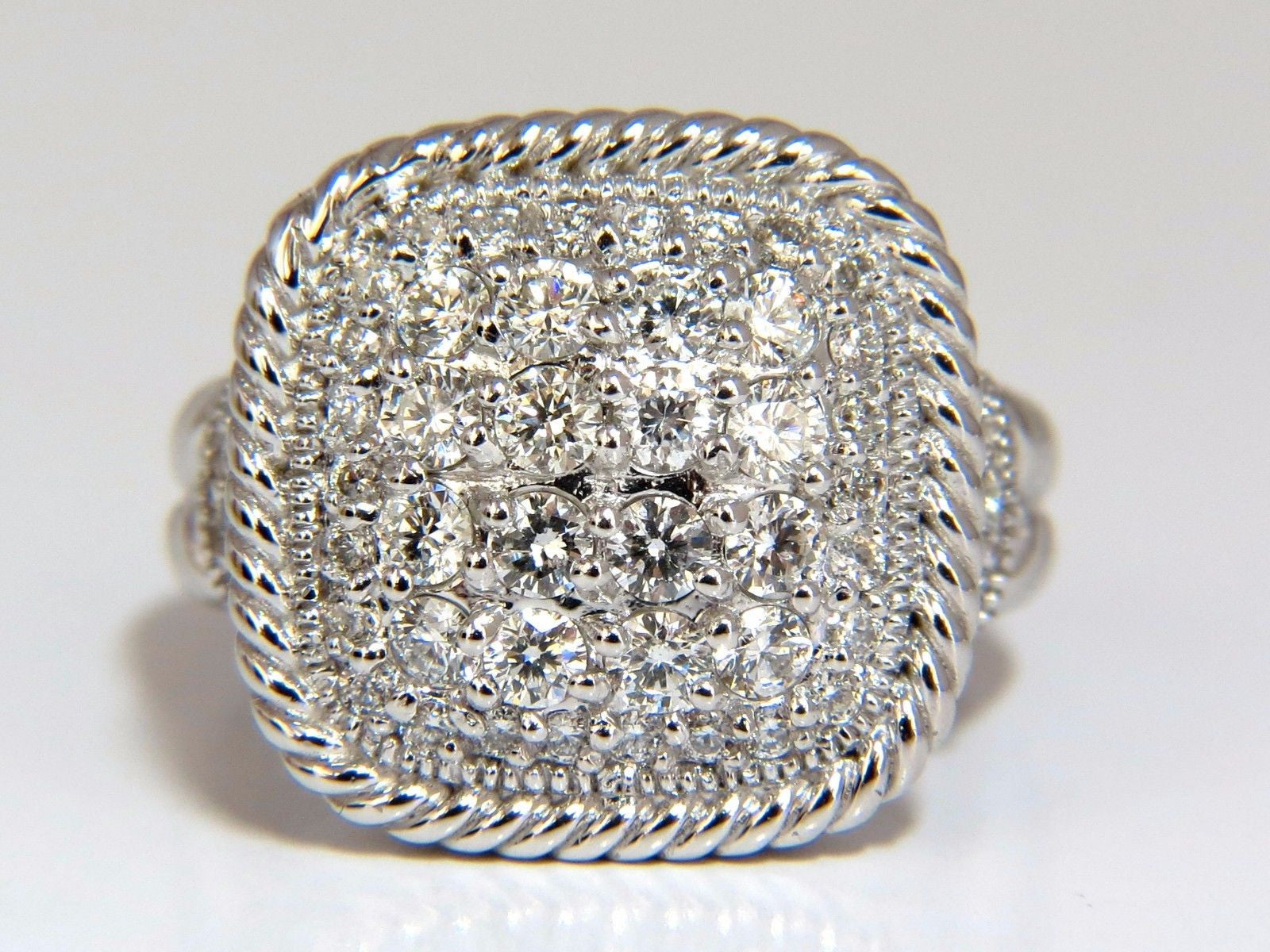 1.36 Carat Natural Diamond Double Shank Rope Twist Square Dome Ring in 14K Gold (G/VS) - Elegant Wedding Band, Anniversary Gift, or Special Occasion Jewelry