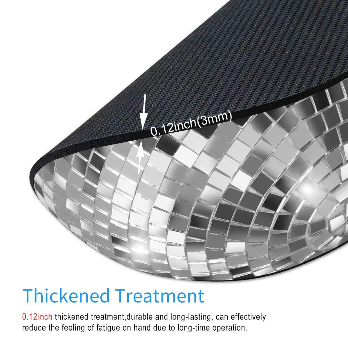 Smooffly Silver Disco Ball Round Mouse Pad - Custom Glitter Computer Mousepad for Laptop & PC Gaming - Sparkling Office Desk Accessory for Work & Party Decor